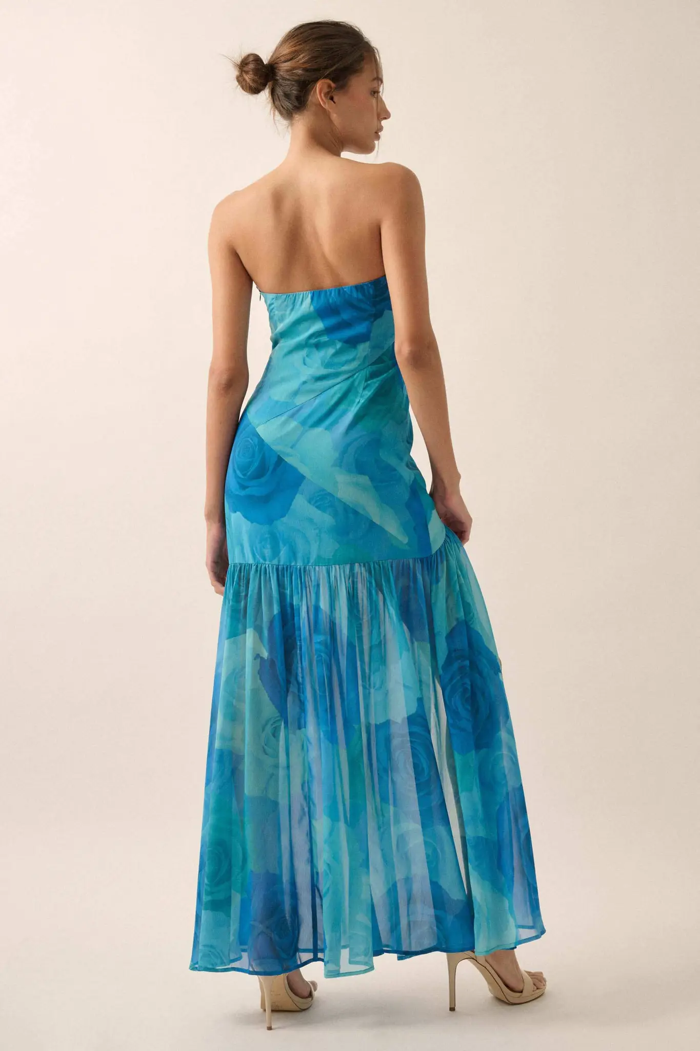 Roses Bloom Floral Strapless Drop-Waist Maxi Dress - Image 12