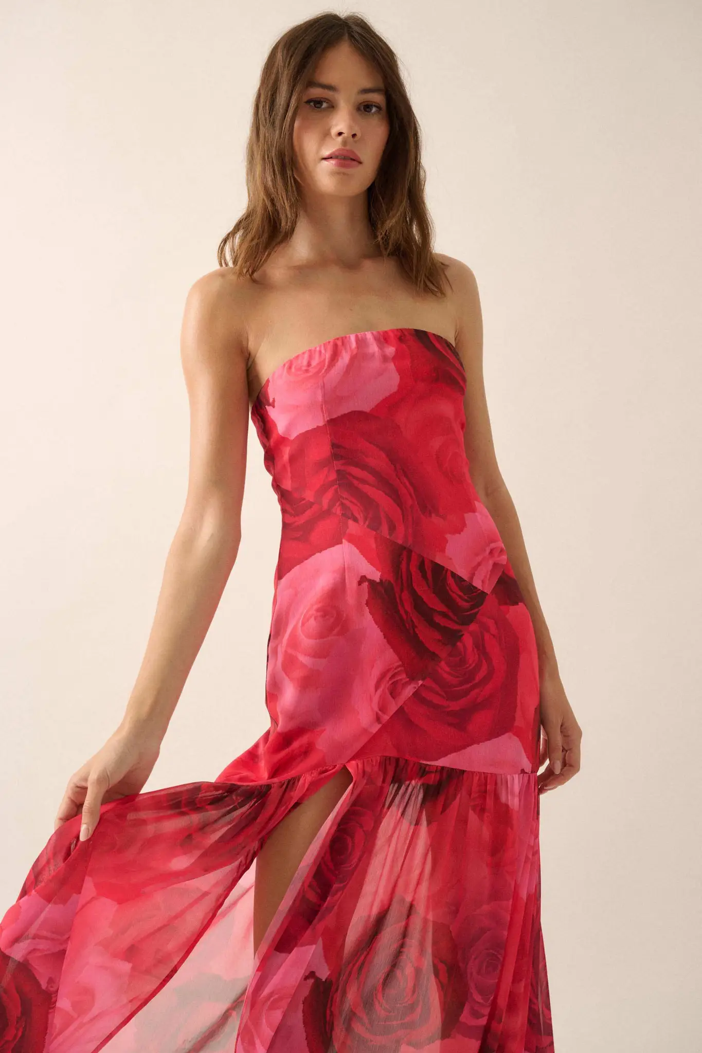 Roses Bloom Floral Strapless Drop-Waist Maxi Dress - Image 2