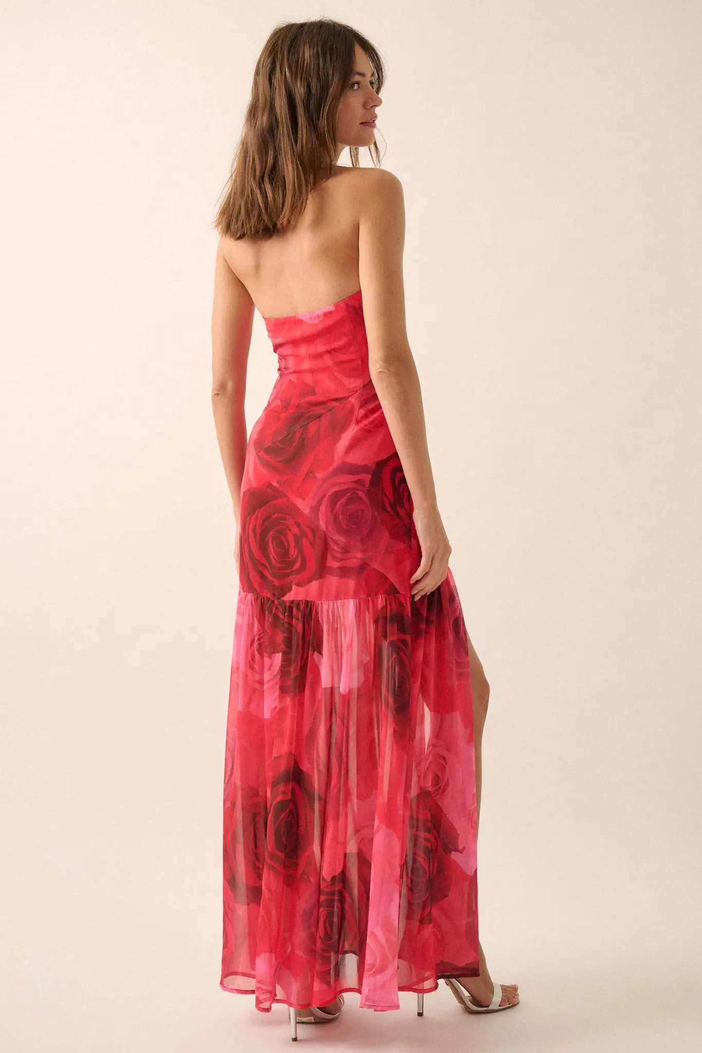 Roses Bloom Floral Strapless Drop-Waist Maxi Dress - Image 6