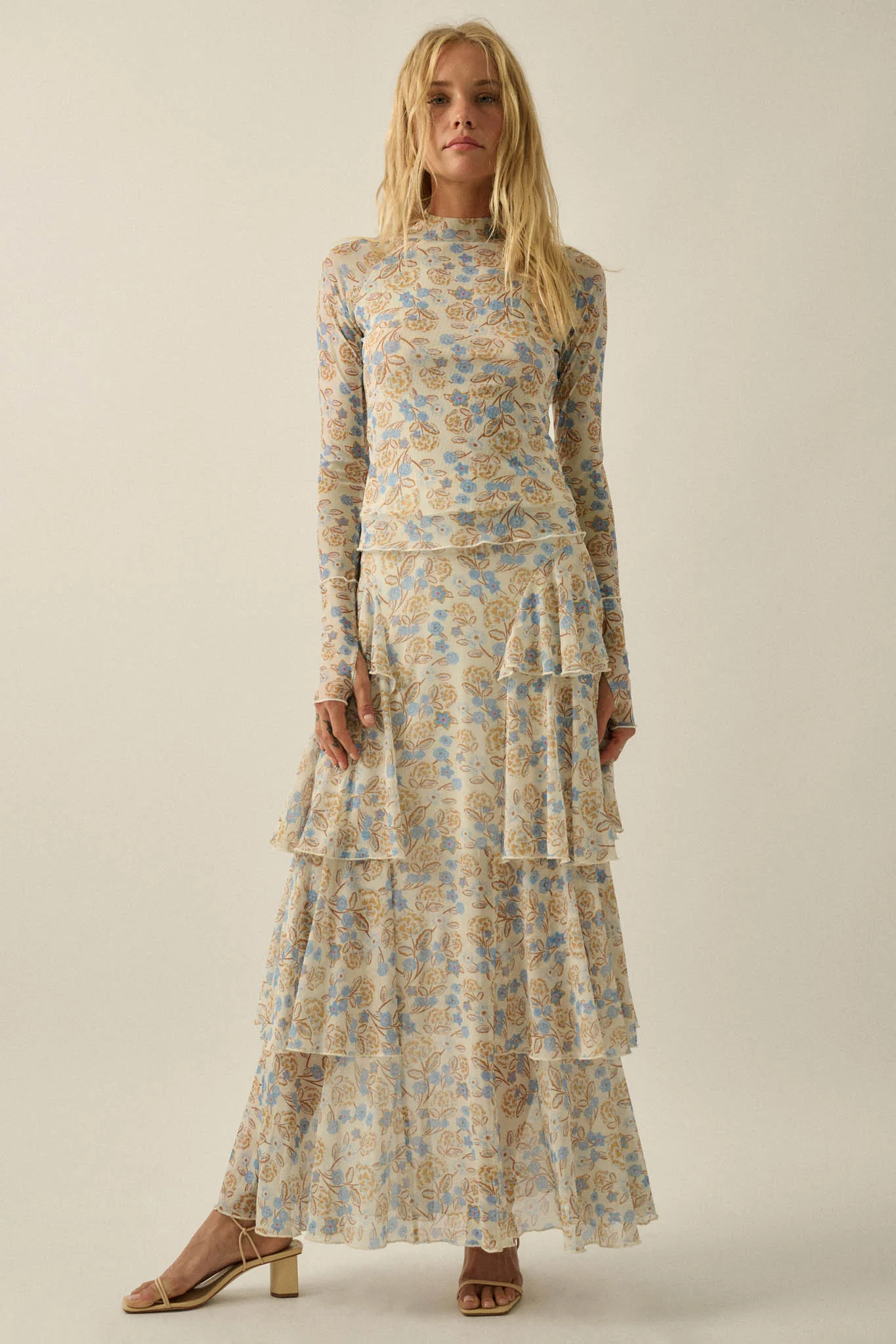 Ruffled Petals Floral Mesh Cascade Maxi Skirt - Image 5
