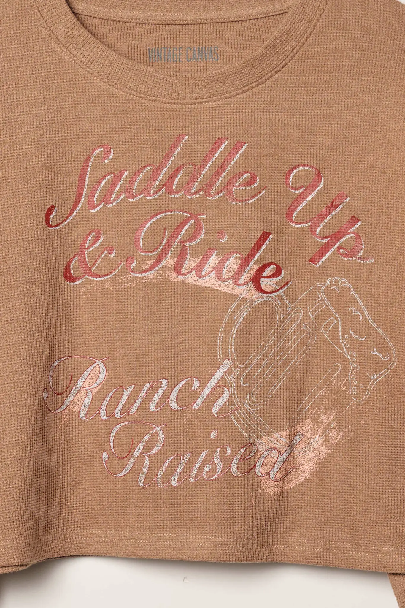 Saddle Up & Ride Cropped Thermal Graphic Top - Image 2