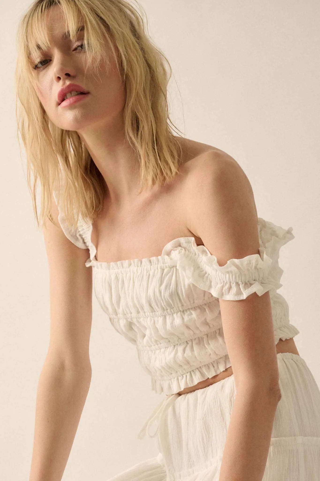 Sandy Shores Smocked Ruffle Cropped Cami Top - Image 11