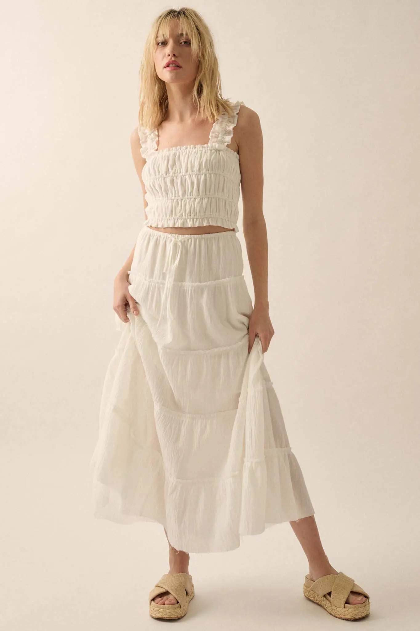 Sandy Shores Smocked Ruffle Cropped Cami Top - Image 12