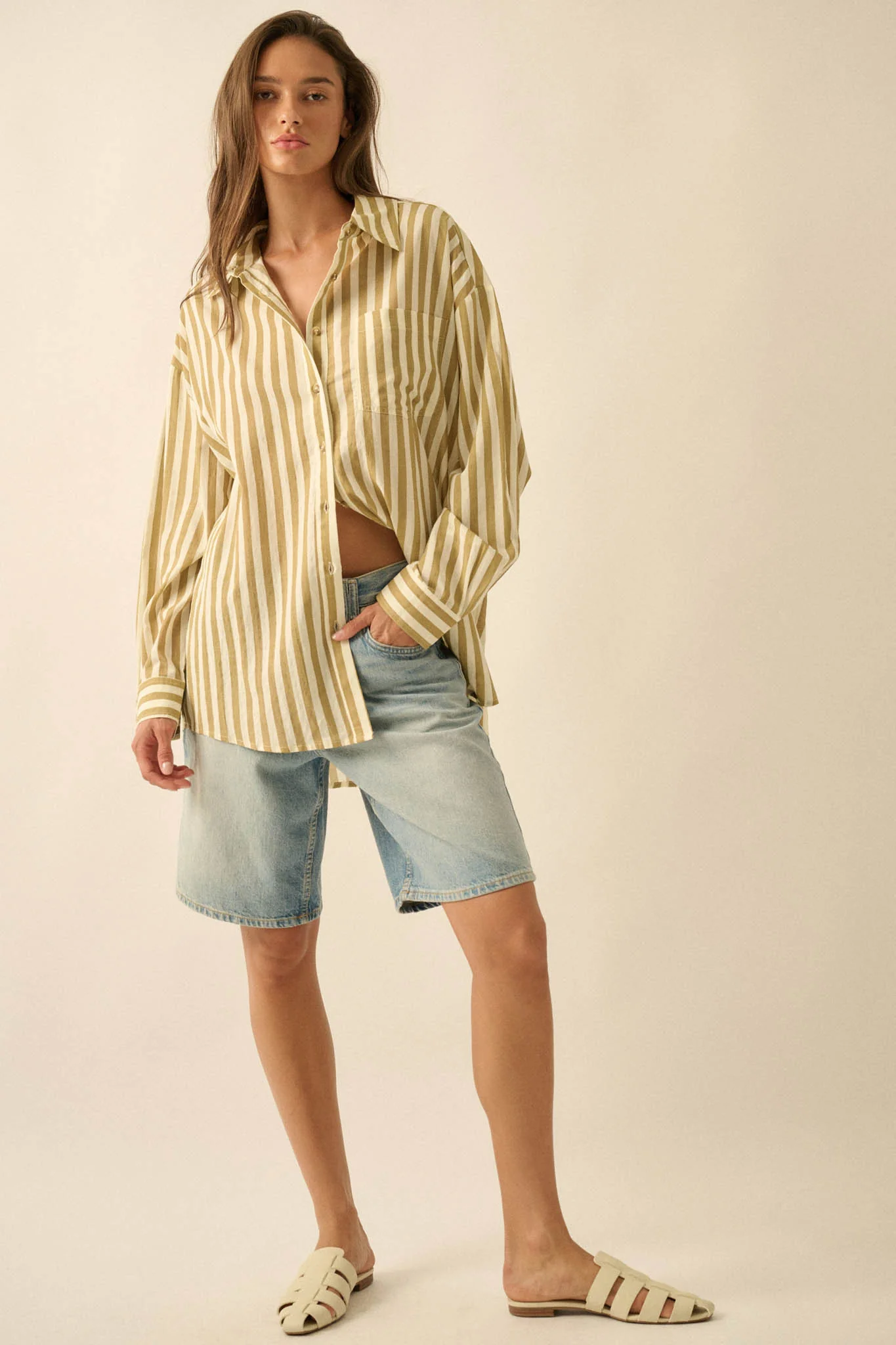 Saturday Morning Oversize Striped Button-Up Shirt - Image 3