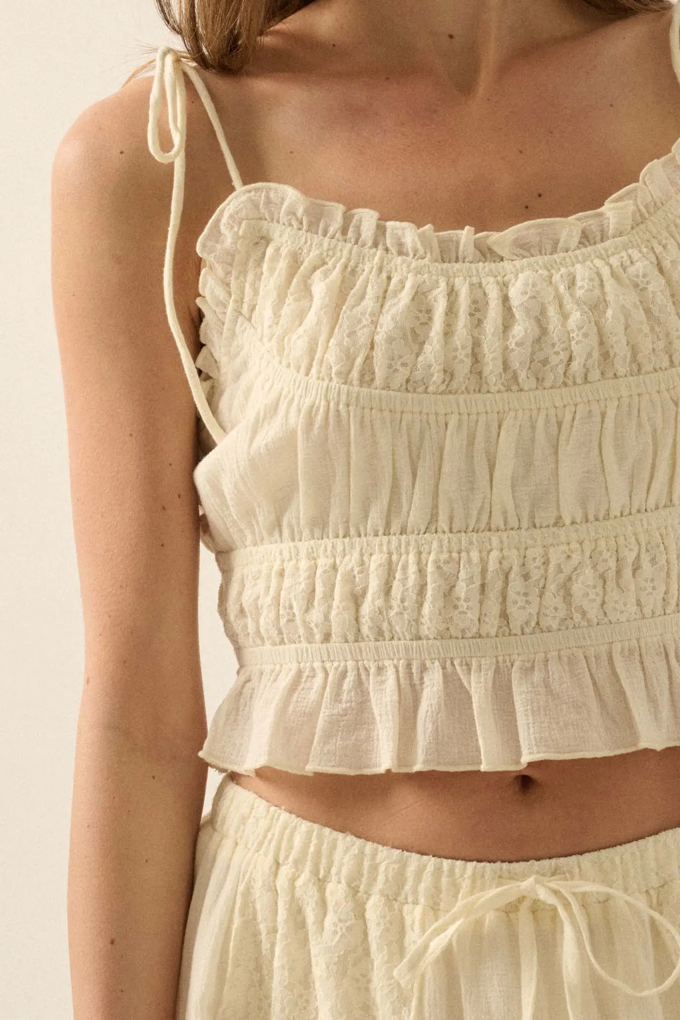 Saving Grace Lace and Cotton Ruffle Cami Top - Image 6