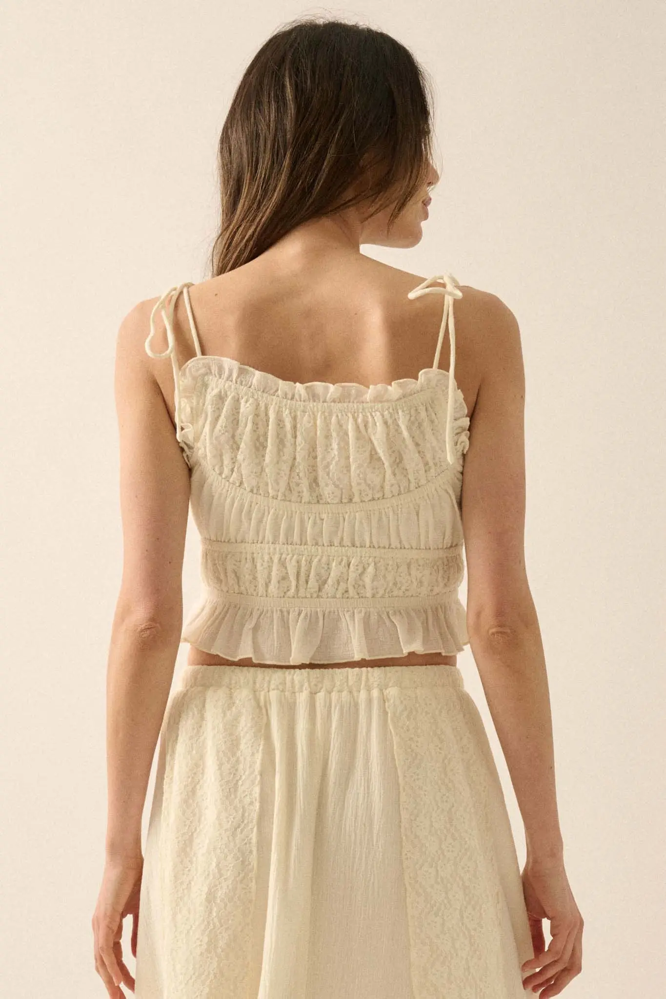 Saving Grace Lace and Cotton Ruffle Cami Top - Image 9