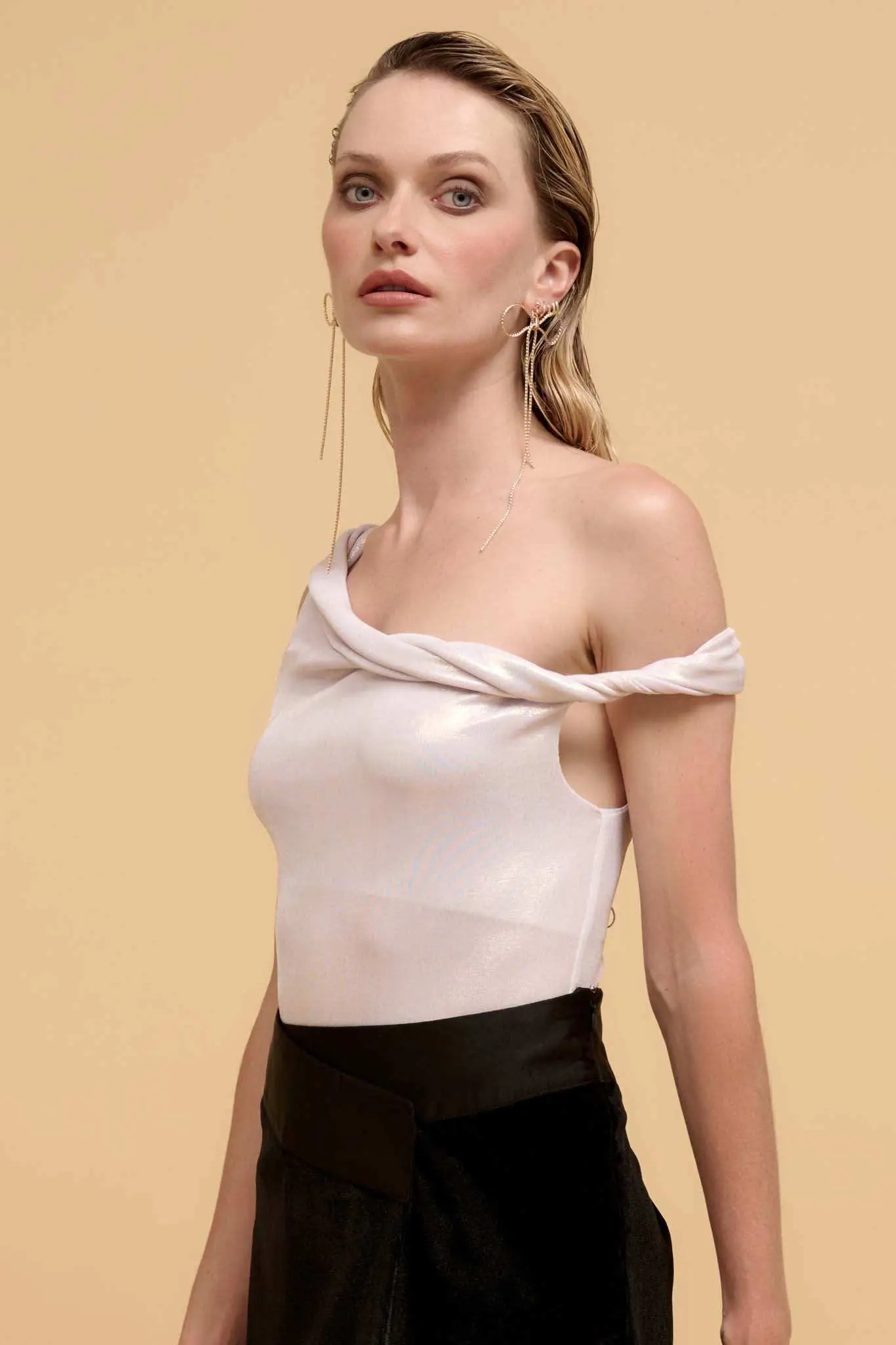 Scene Stealer Metallic Asymmetrical Bodysuit - Image 11