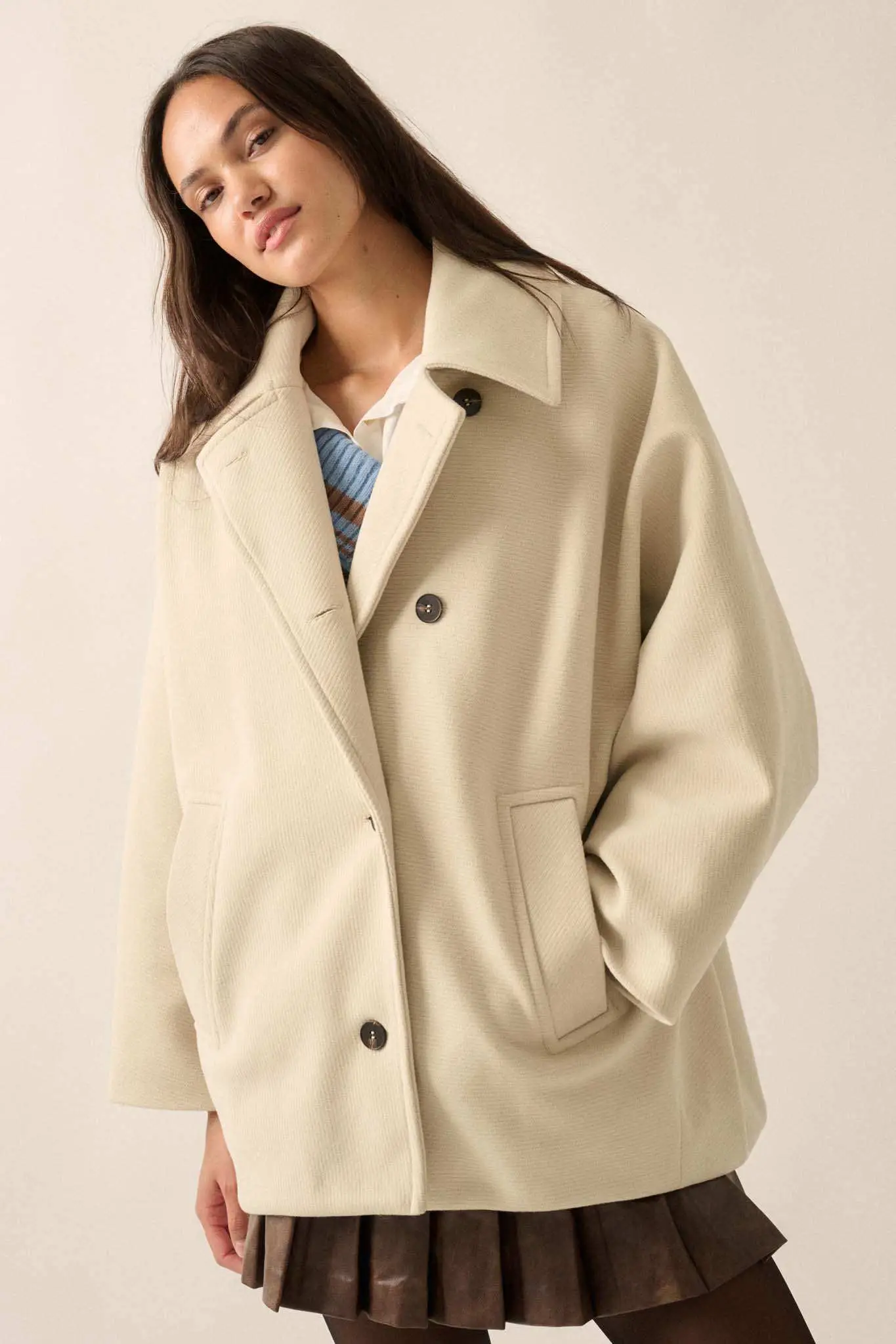 Sea to Shore Ribbed Knit Dolman Peacoat - Image 4