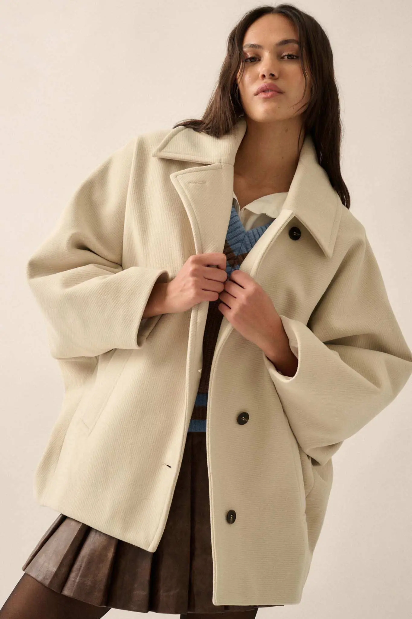 Sea to Shore Ribbed Knit Dolman Peacoat - Image 7