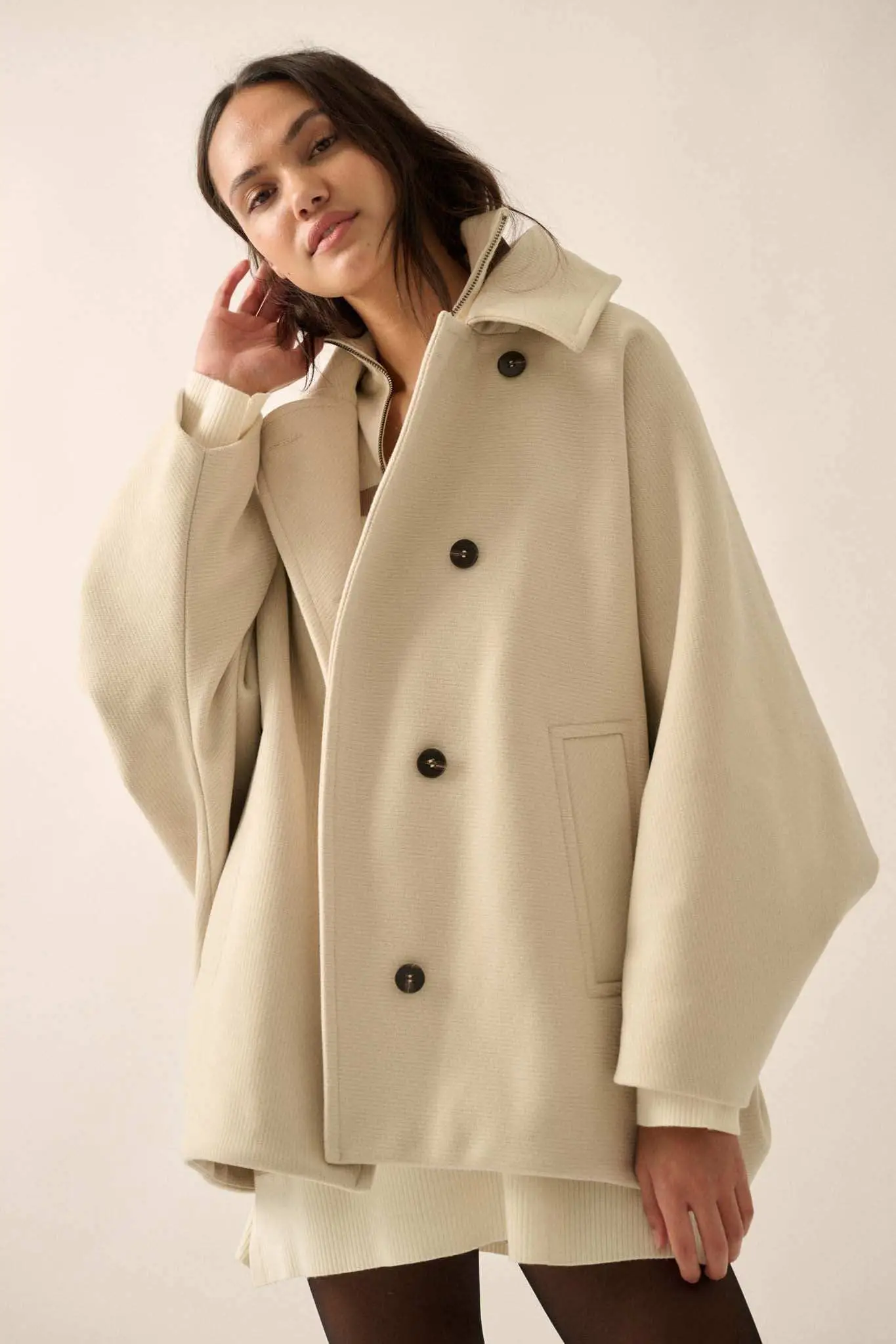 Sea to Shore Ribbed Knit Dolman Peacoat - Image 8