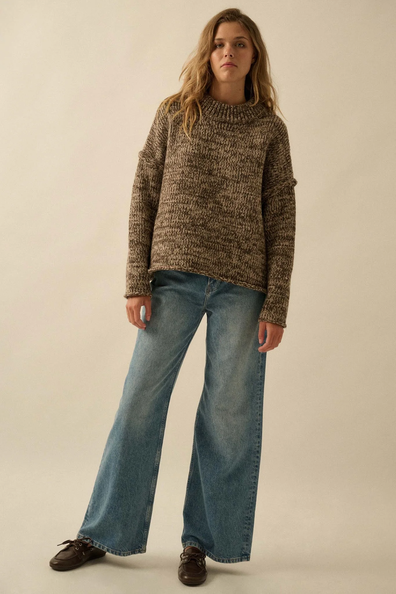 Seams to Me Marled Knit Stitch-Detail Sweater - Image 7