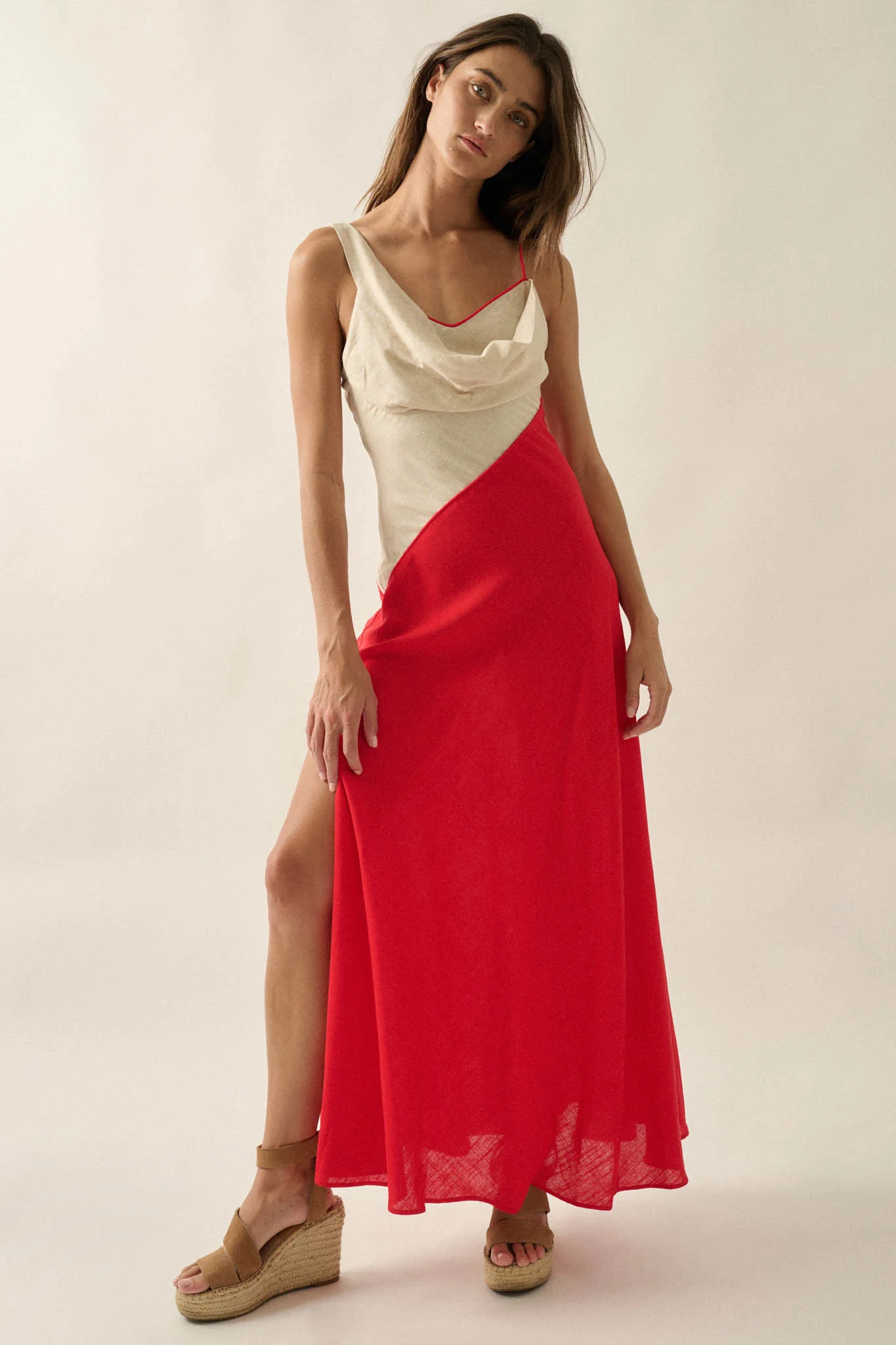 Second to None Colorblock Cowl-Neck Maxi Dress - Image 12