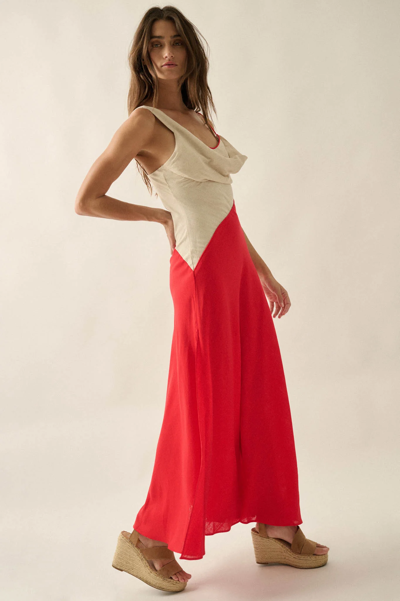 Second to None Colorblock Cowl-Neck Maxi Dress - Image 14