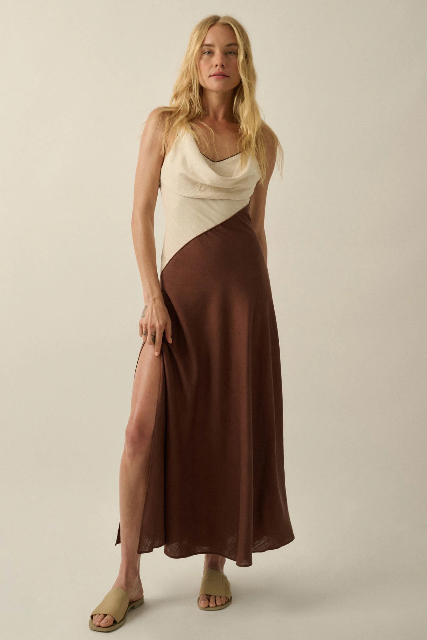Second to None Colorblock Cowl-Neck Maxi Dress - Image 4