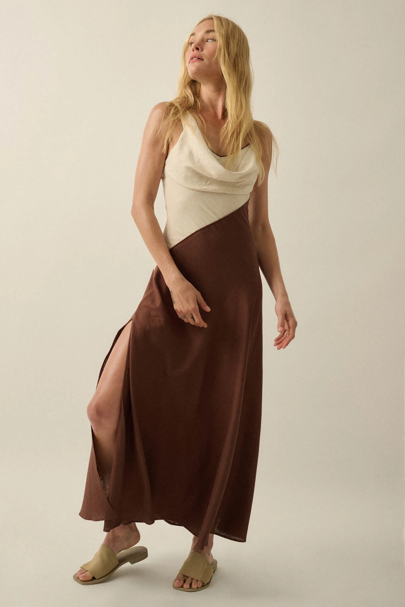 Second to None Colorblock Cowl-Neck Maxi Dress - Image 6