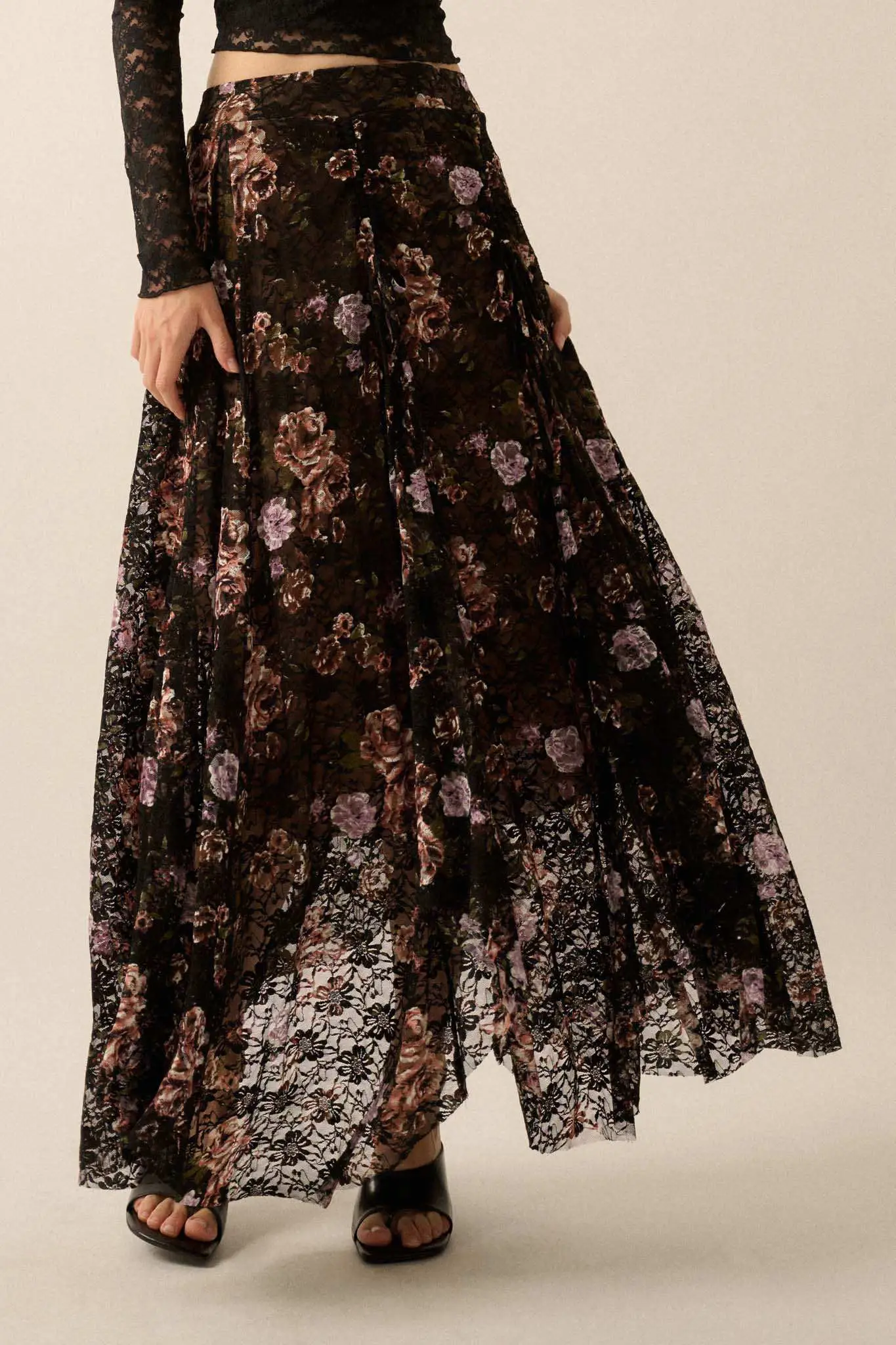 Secret Garden Floral-Print Lace Maxi Skirt - Image 10