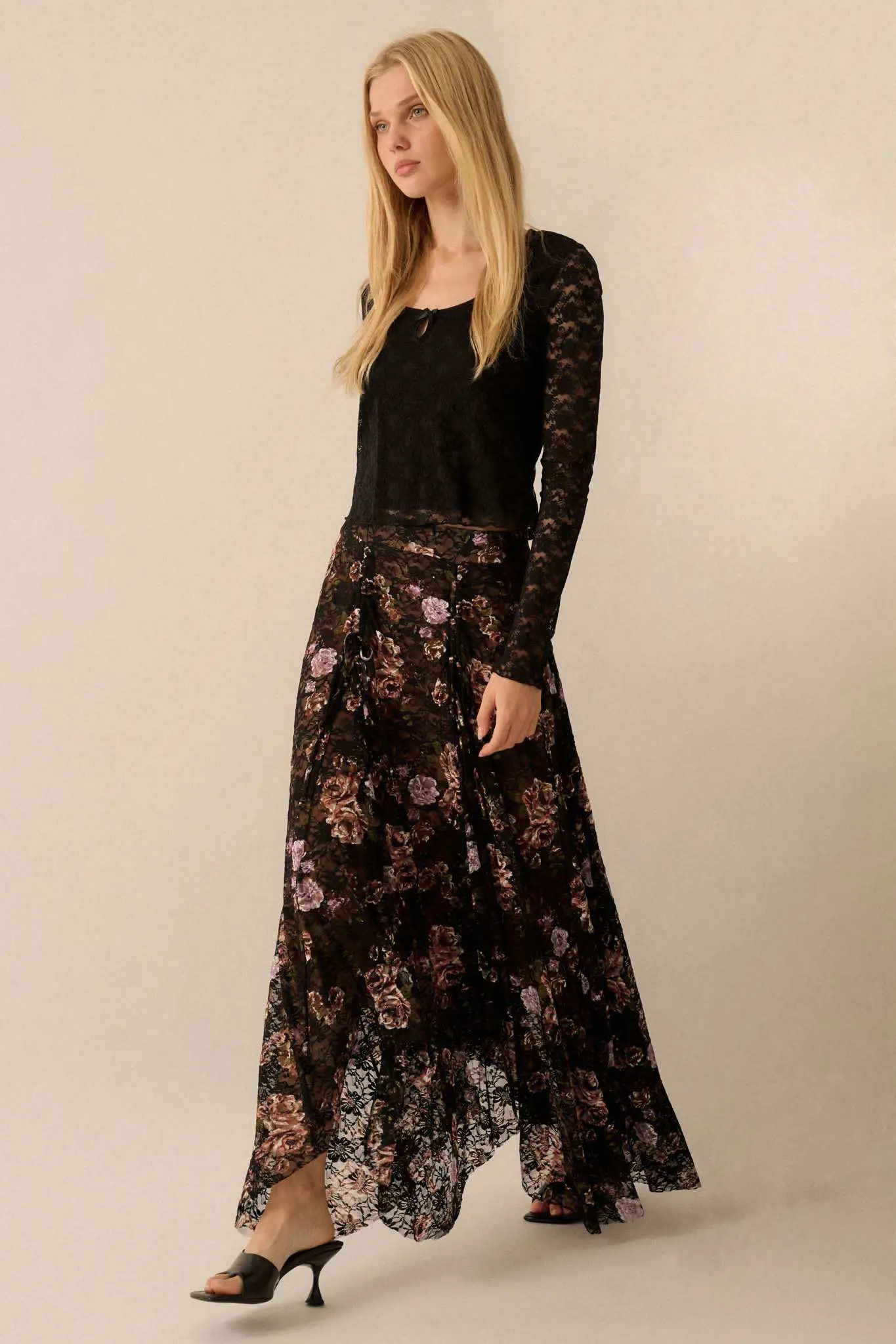 Secret Garden Floral-Print Lace Maxi Skirt - Image 11