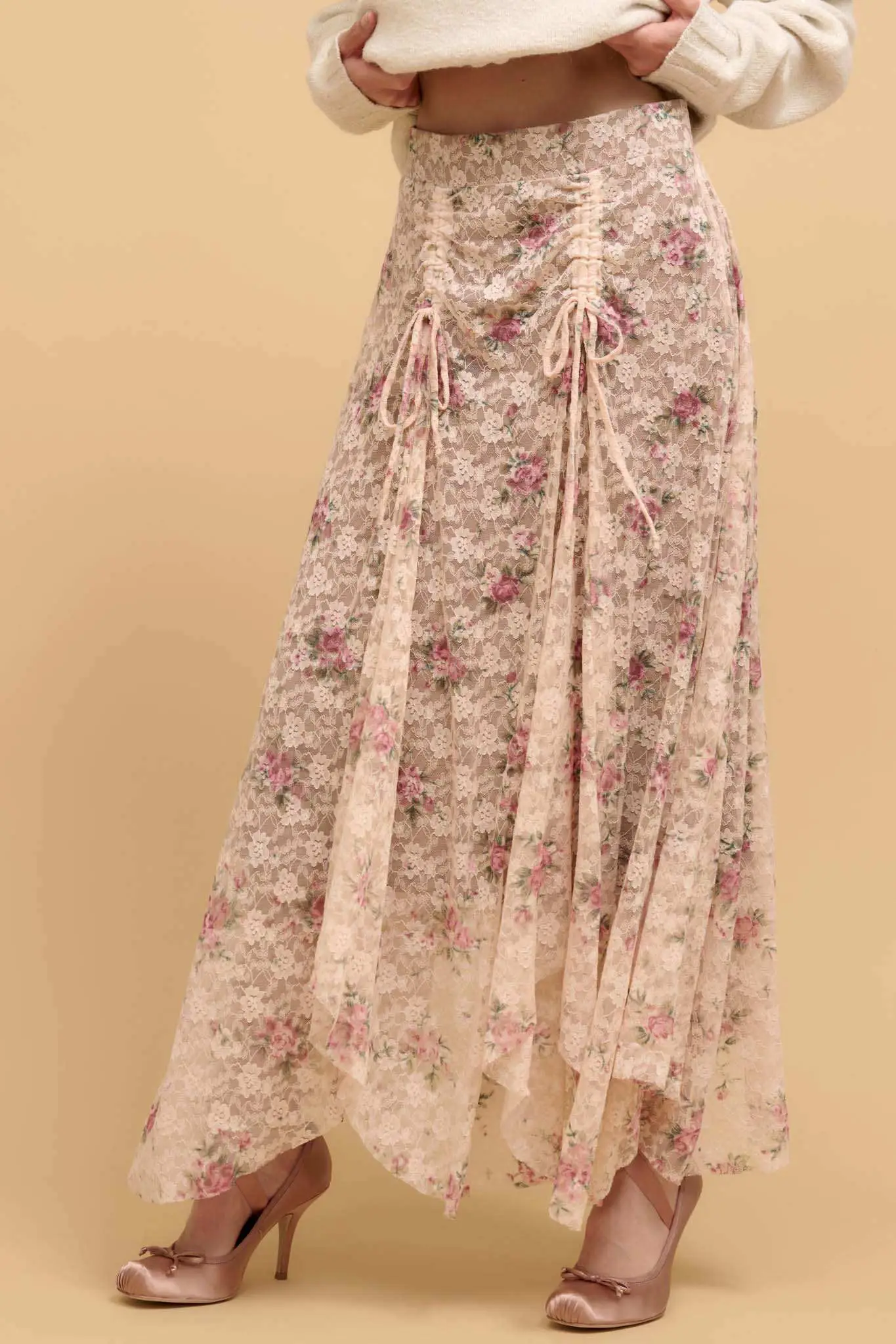 Secret Garden Floral-Print Lace Maxi Skirt - Image 2
