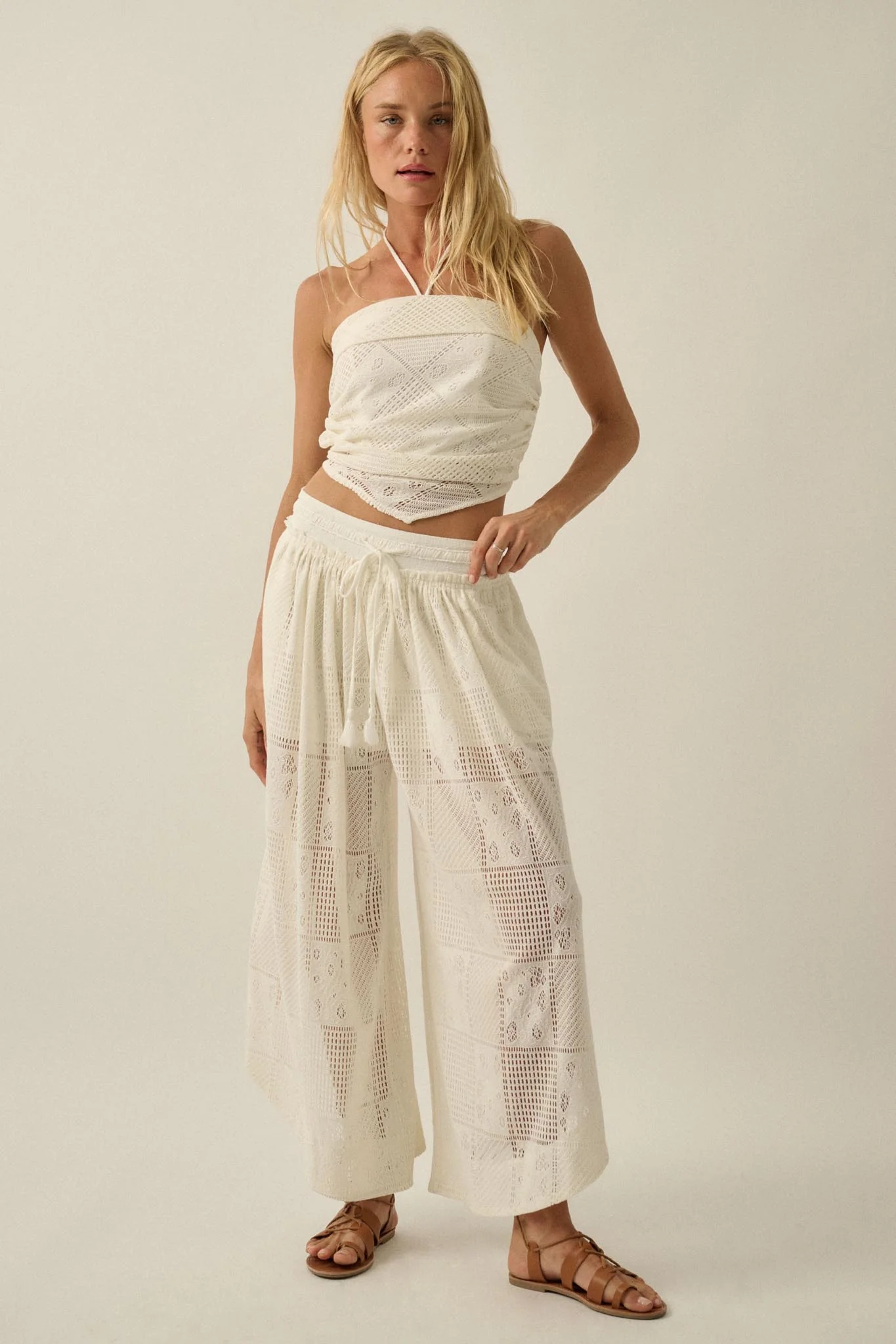 See the Light Crochet Lace Bandana Halter Top - Image 6