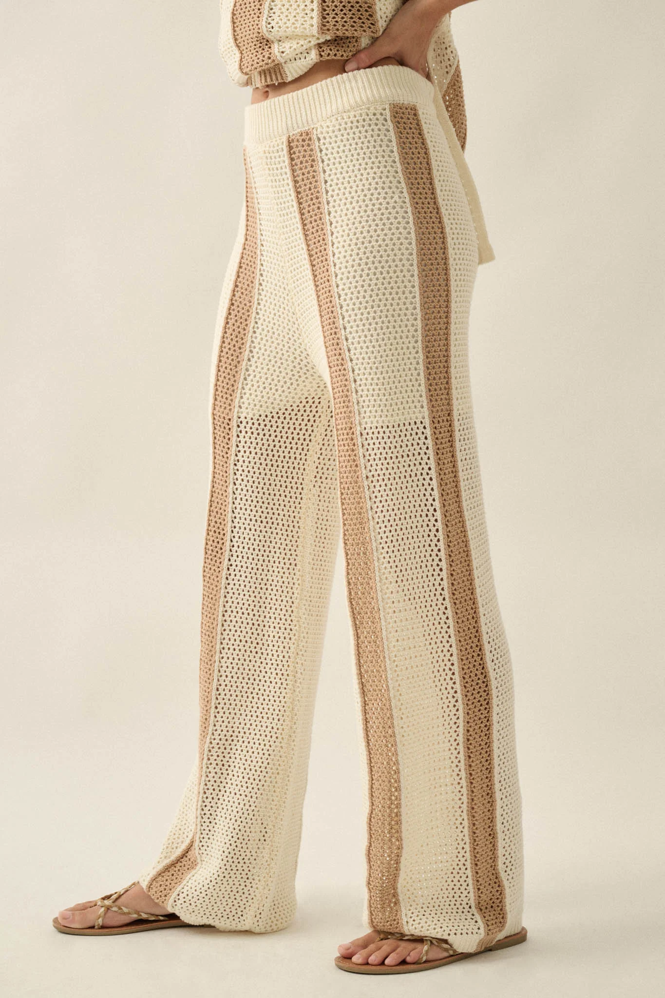 See You Soon Striped Crochet-Knit Sweater Pants - Image 11