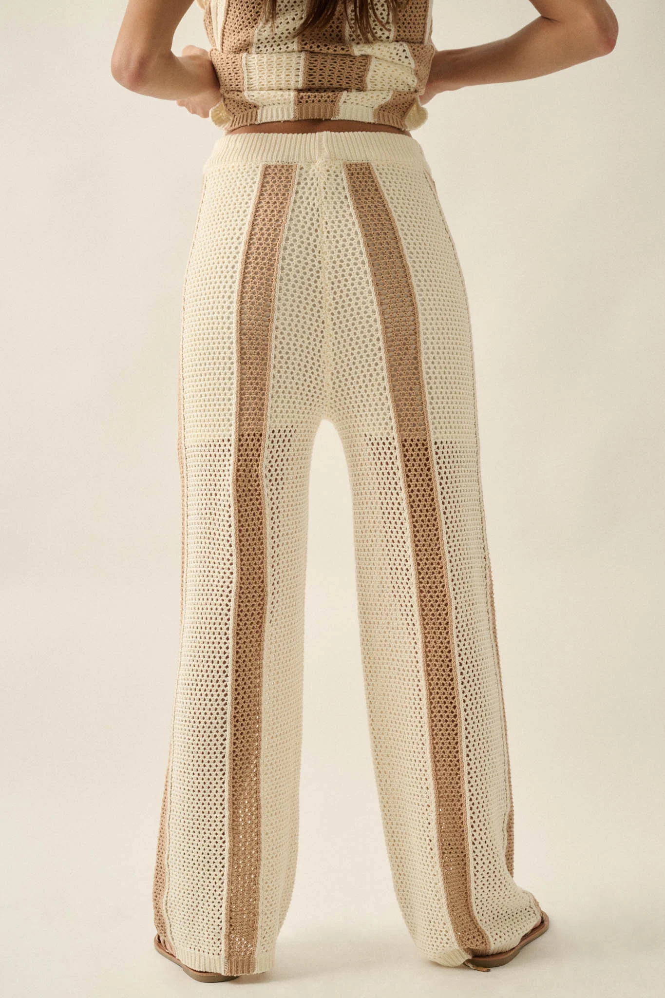 See You Soon Striped Crochet-Knit Sweater Pants - Image 12