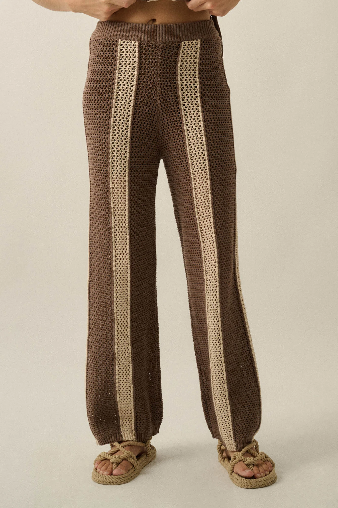 See You Soon Striped Crochet-Knit Sweater Pants - Image 2