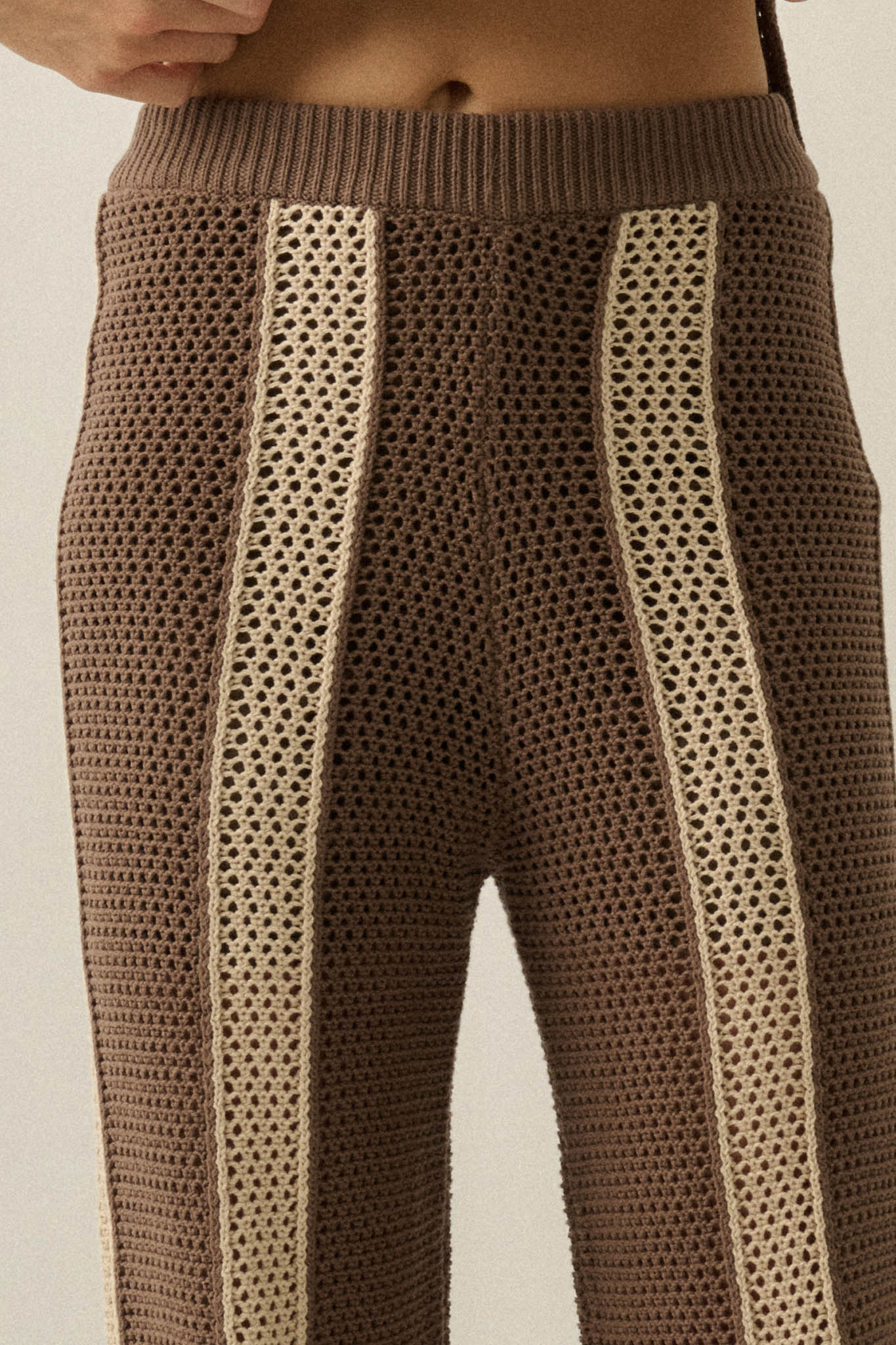 See You Soon Striped Crochet-Knit Sweater Pants - Image 3