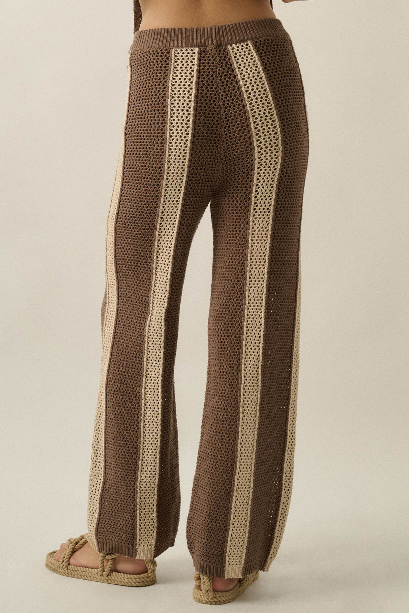 See You Soon Striped Crochet-Knit Sweater Pants - Image 6