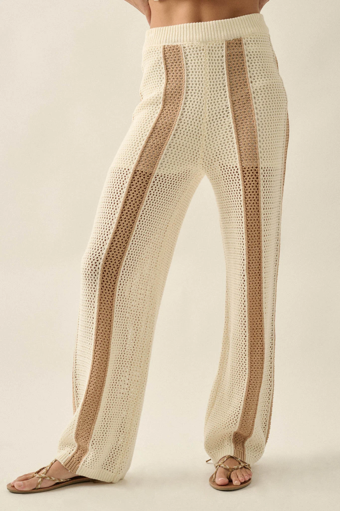 See You Soon Striped Crochet-Knit Sweater Pants - Image 8
