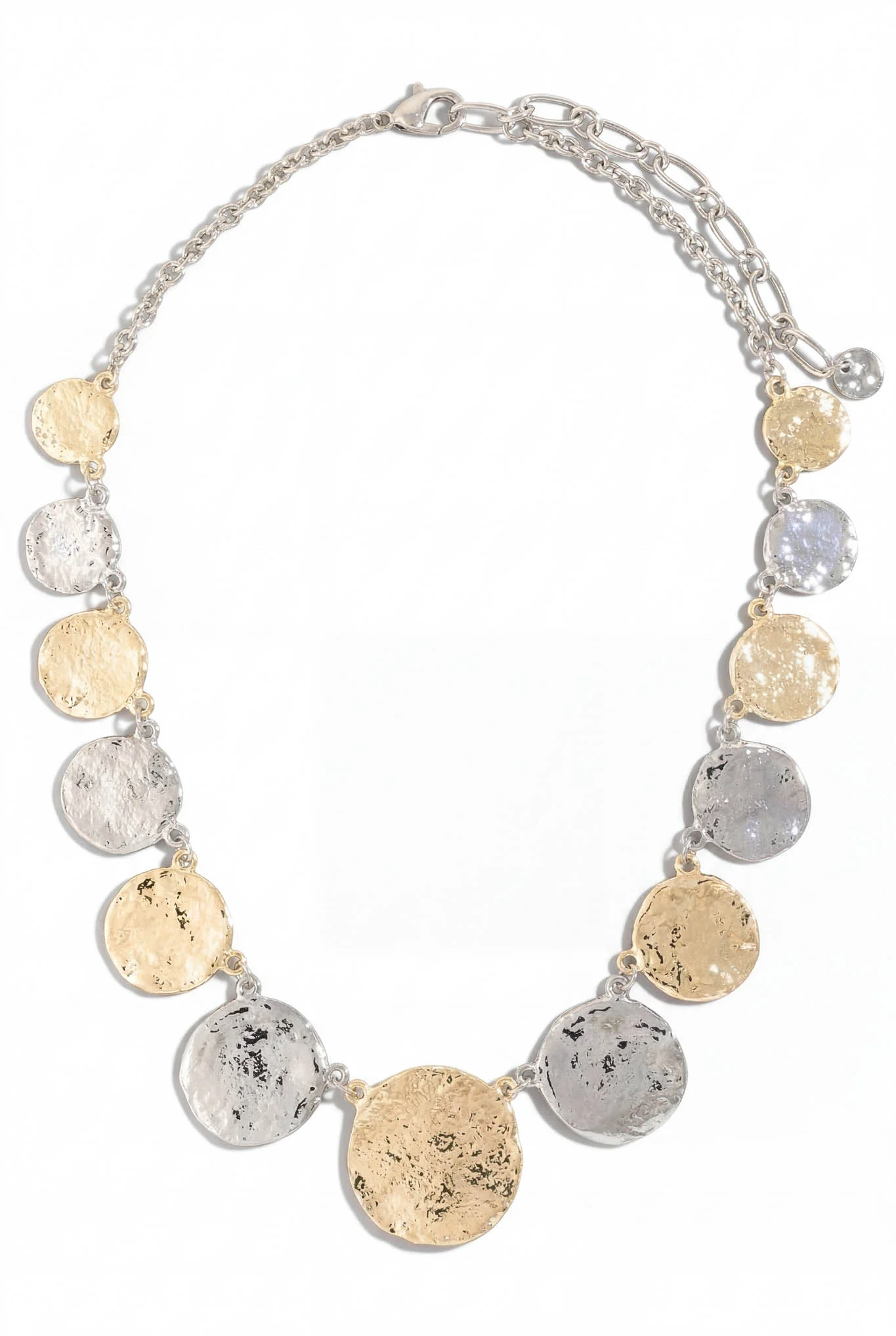 Sepulveda Two-Tone Large Hammered Coin Necklace - Image 2