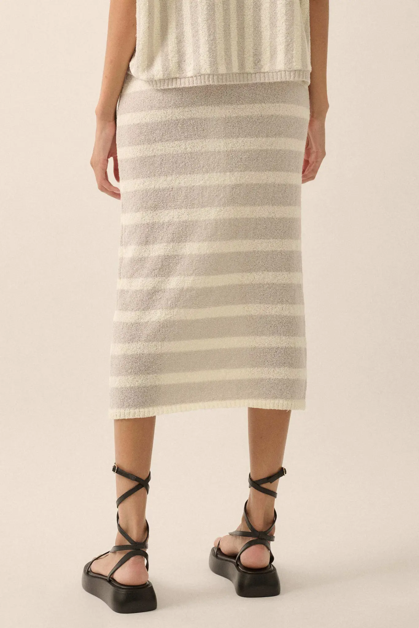 Set Me Free Striped Drawstring Sweater Midi Skirt - Image 15