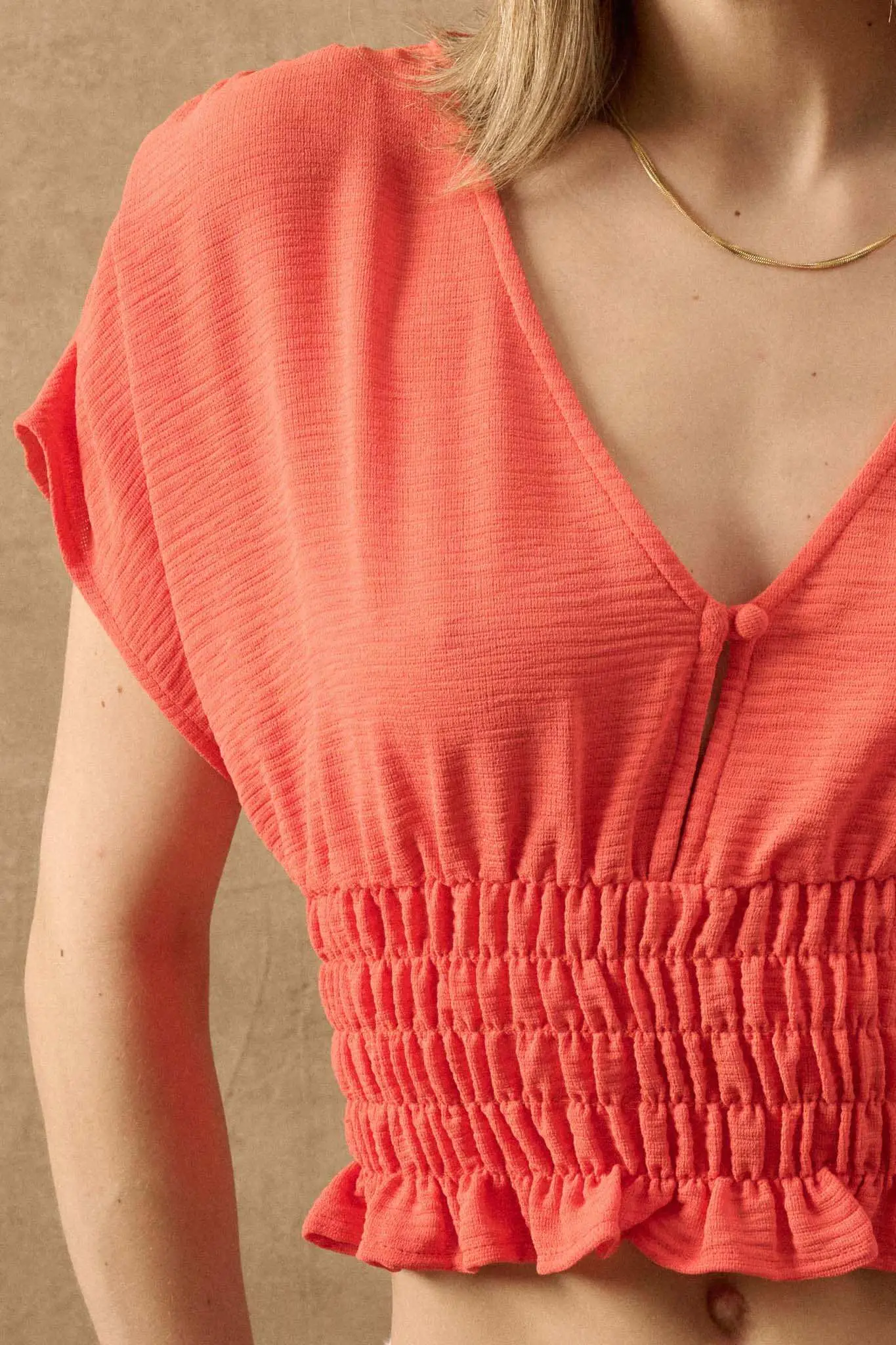 Set Yourself Free Smocked Kimono-Sleeve Crop Top - Image 3
