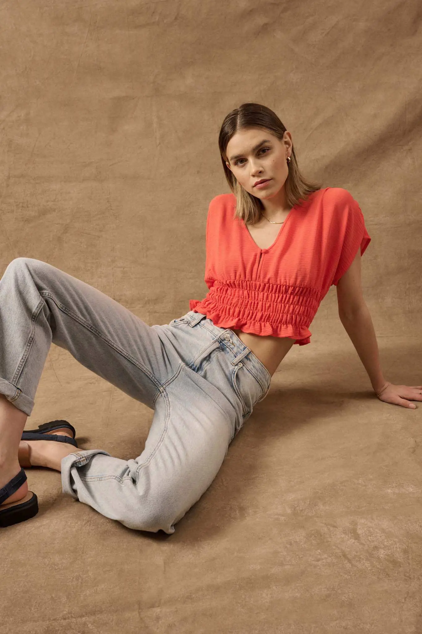 Set Yourself Free Smocked Kimono-Sleeve Crop Top - Image 4