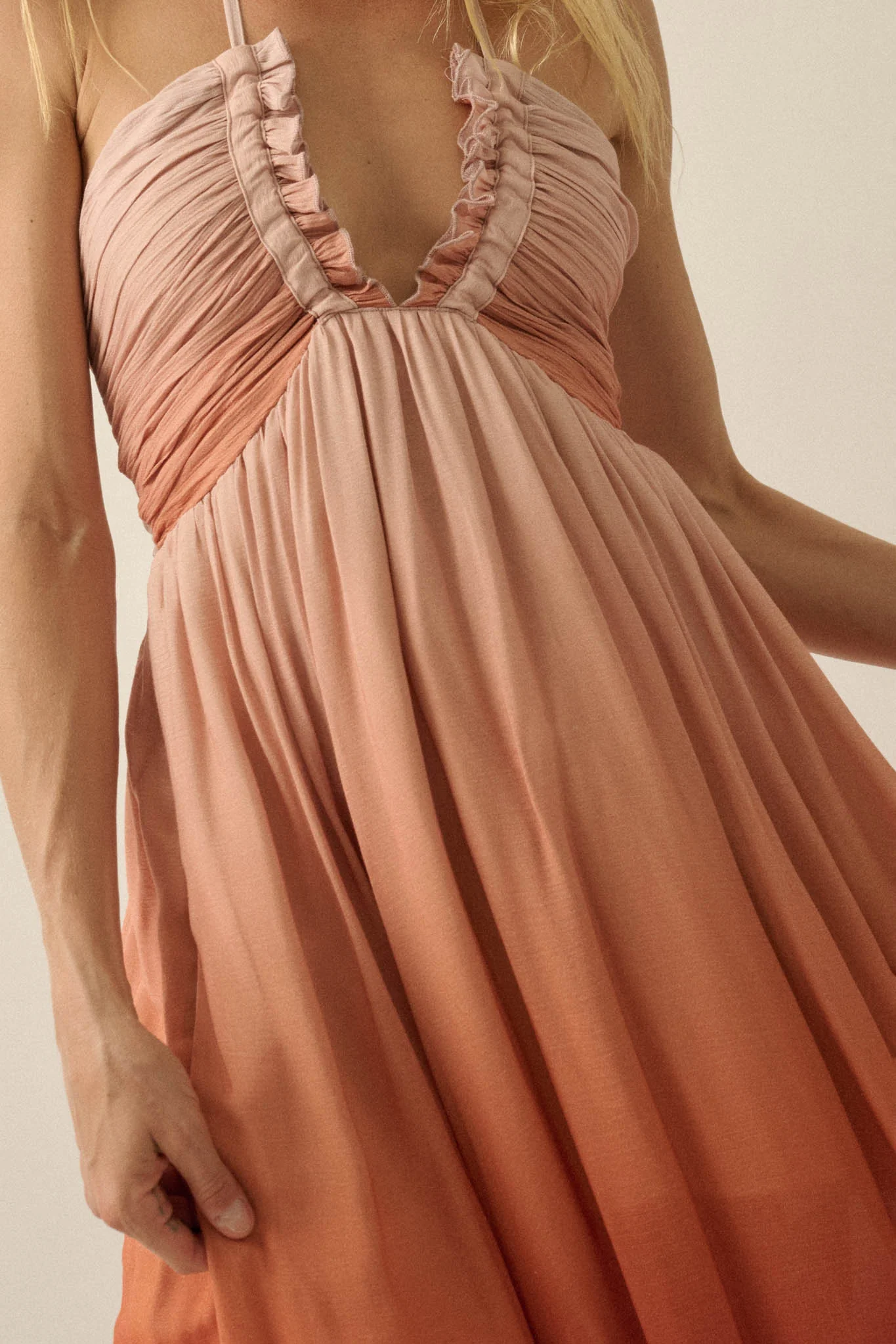Shades of Summer Ombre Tie-Back Halter Maxi Dress - Image 14