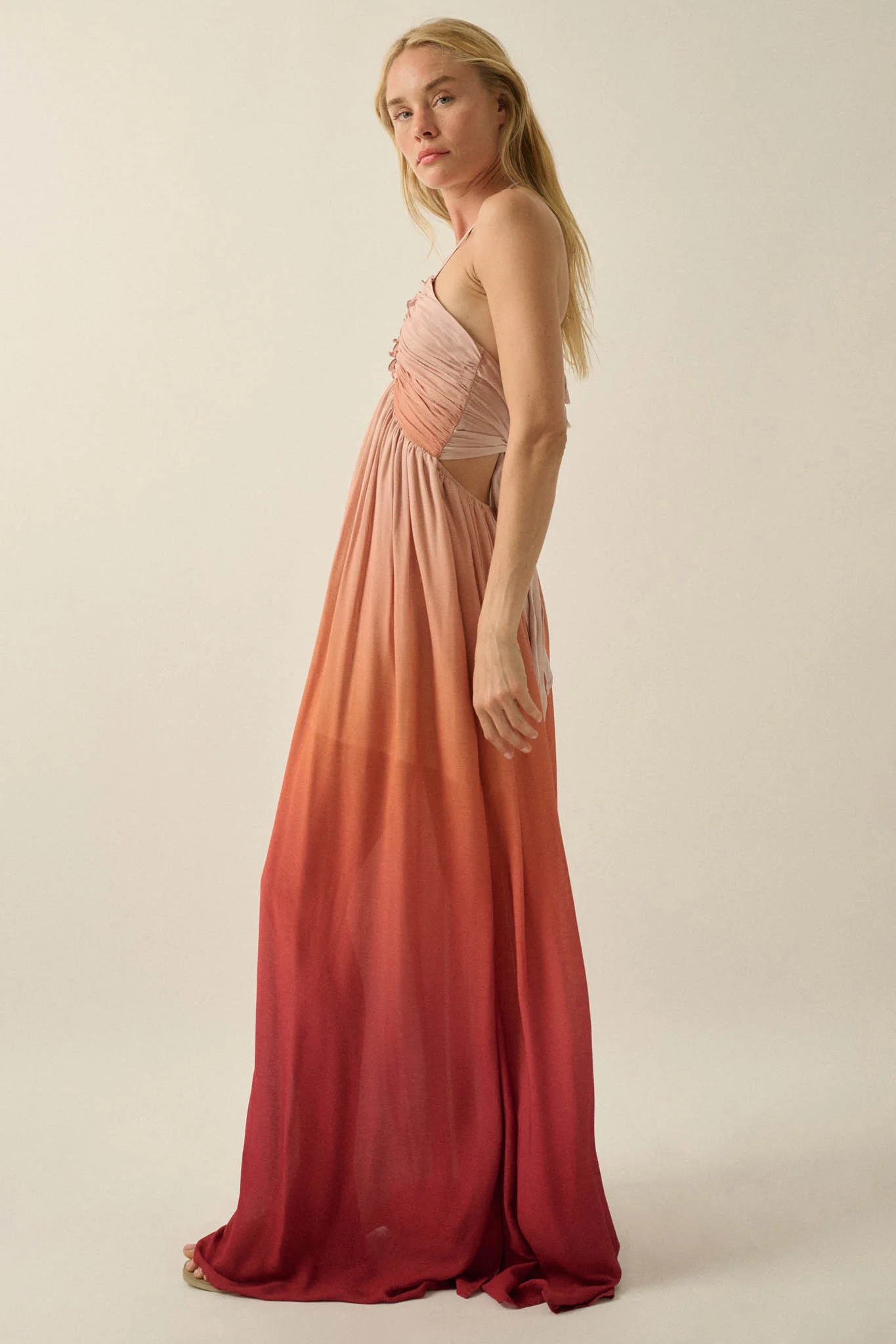 Shades of Summer Ombre Tie-Back Halter Maxi Dress - Image 17