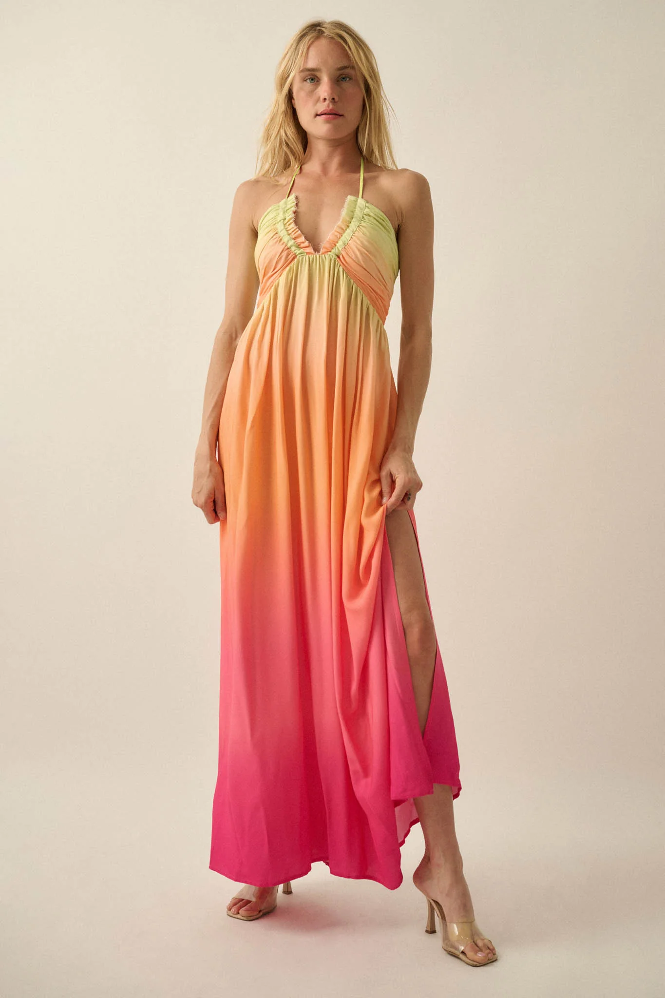 Shades of Summer Ombre Tie-Back Halter Maxi Dress - Image 19