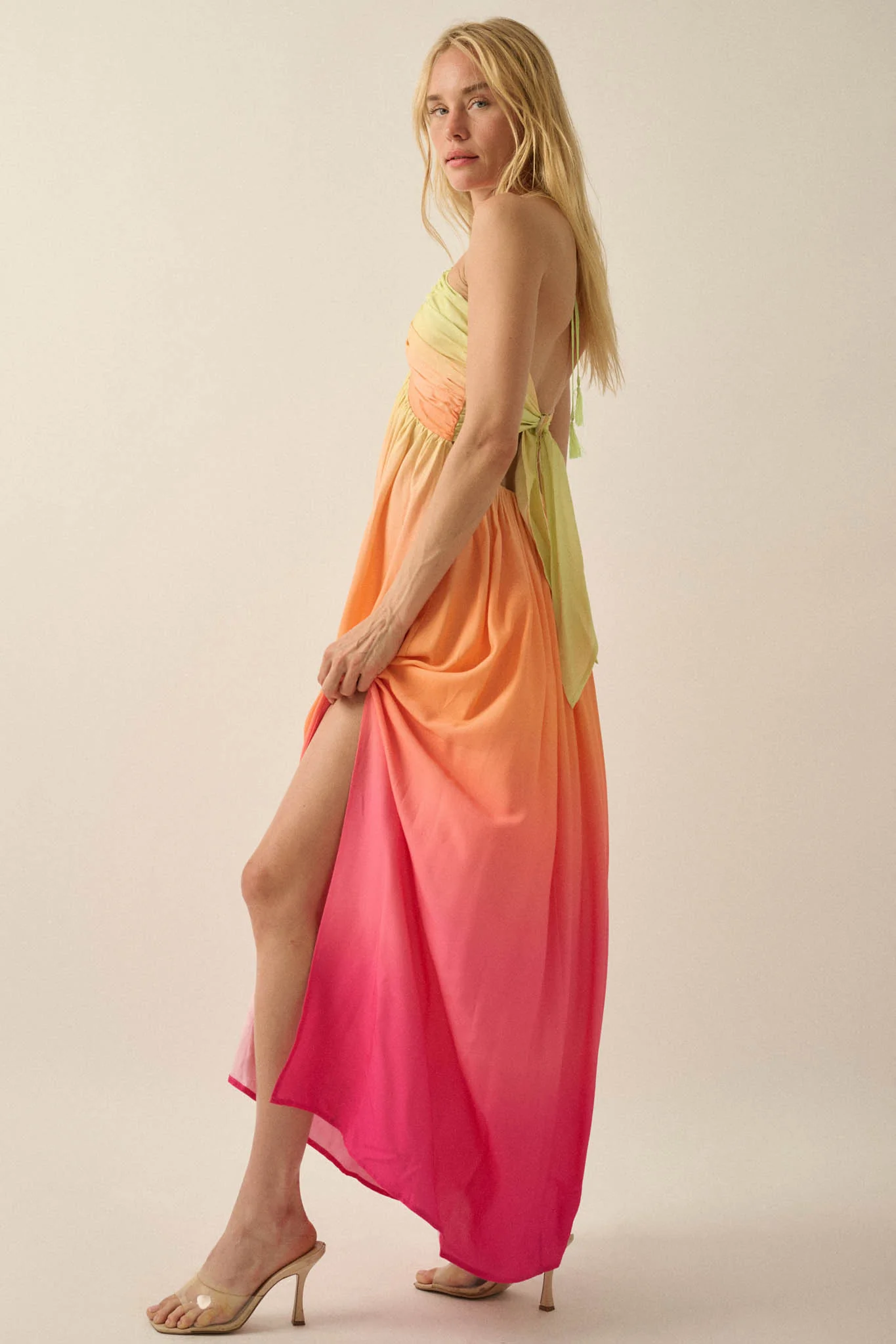 Shades of Summer Ombre Tie-Back Halter Maxi Dress - Image 23