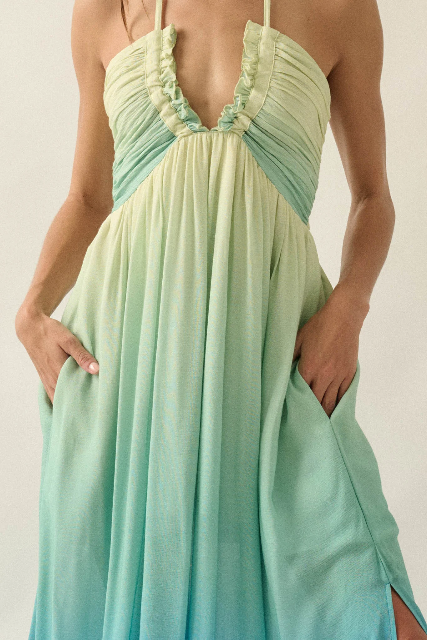 Shades of Summer Ombre Tie-Back Halter Maxi Dress - Image 5