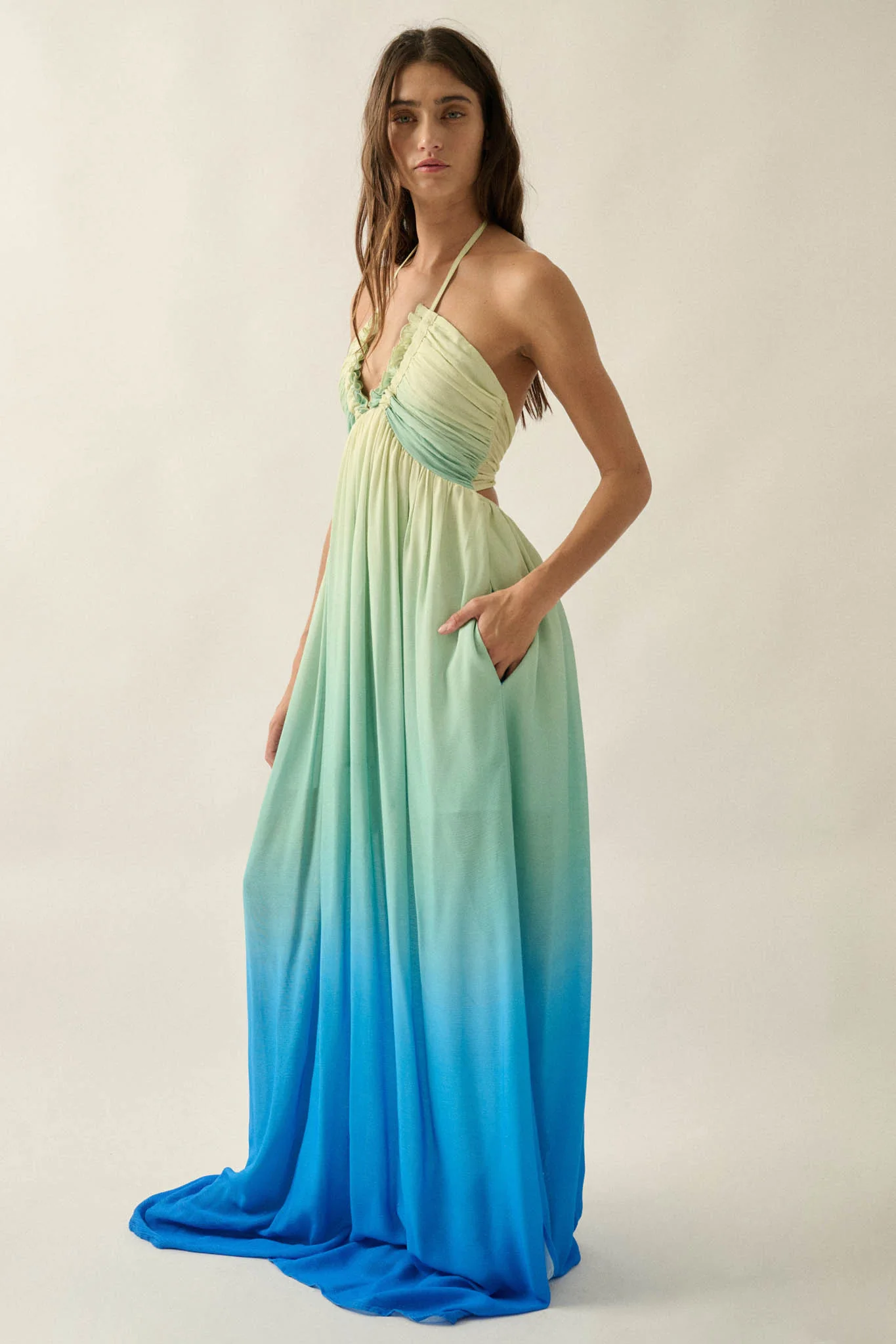 Shades of Summer Ombre Tie-Back Halter Maxi Dress - Image 8