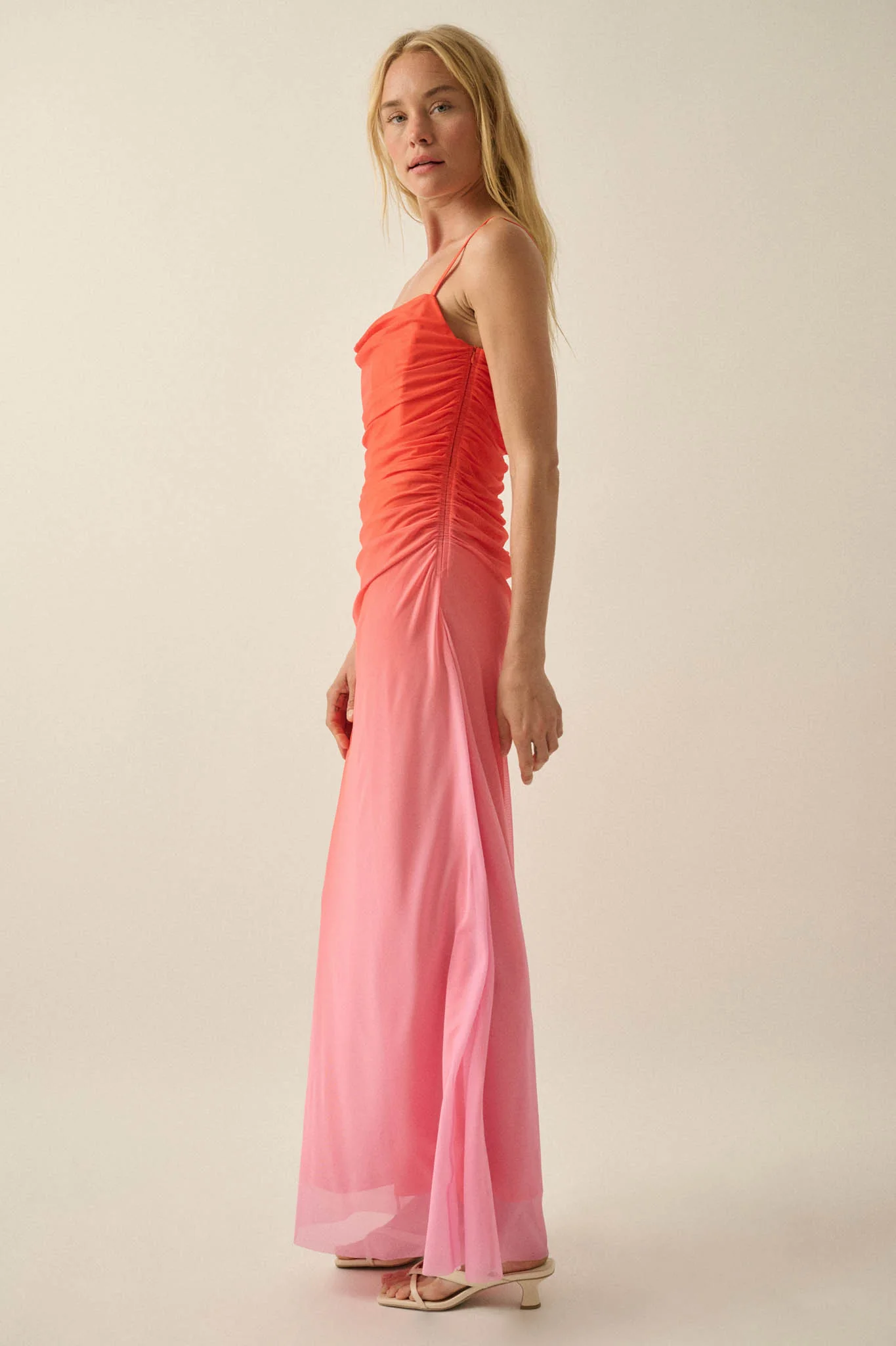 Shades of You Ombre Mesh Ruched Maxi Dress - Image 11