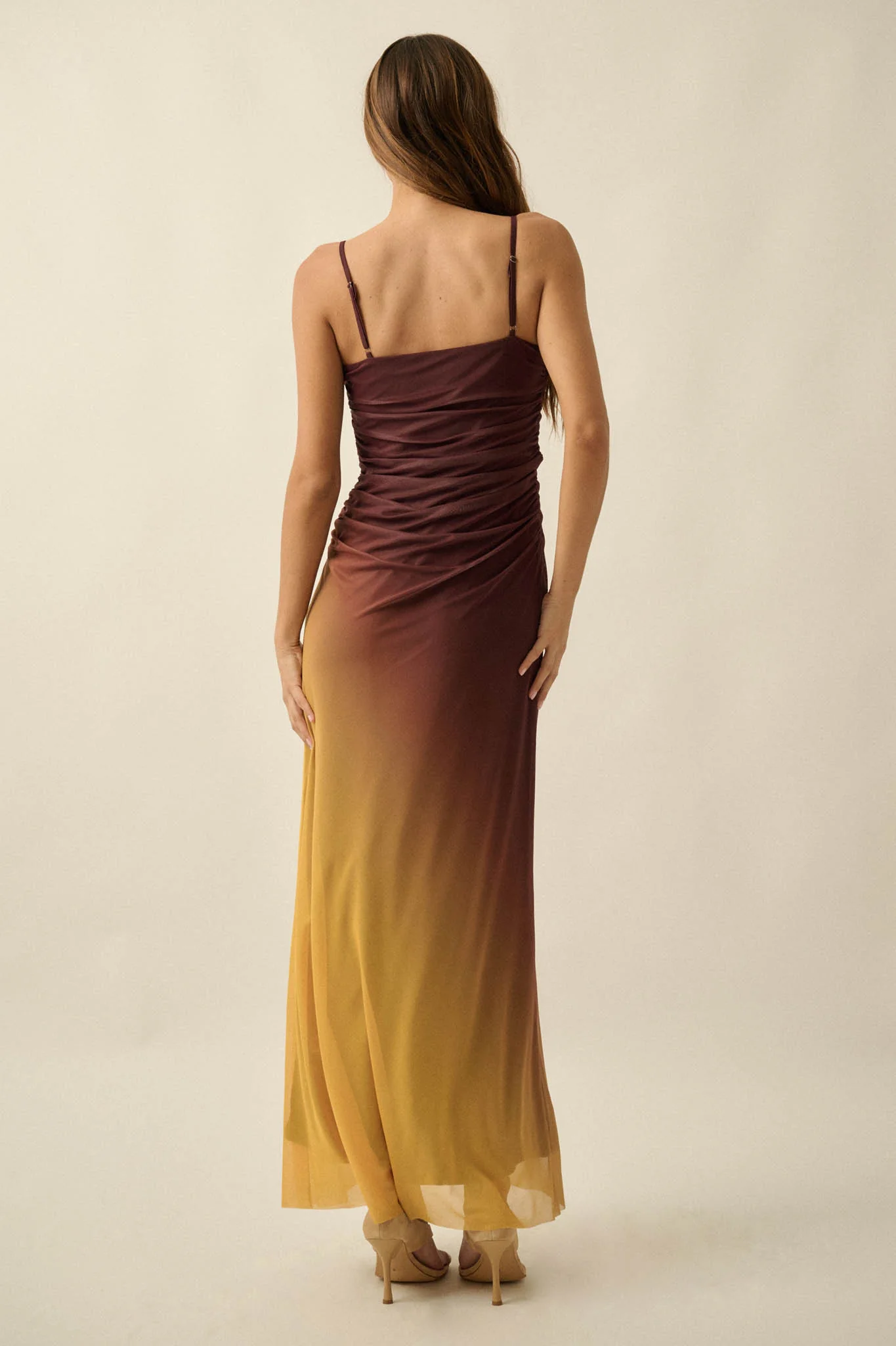Shades of You Ombre Mesh Ruched Maxi Dress - Image 2