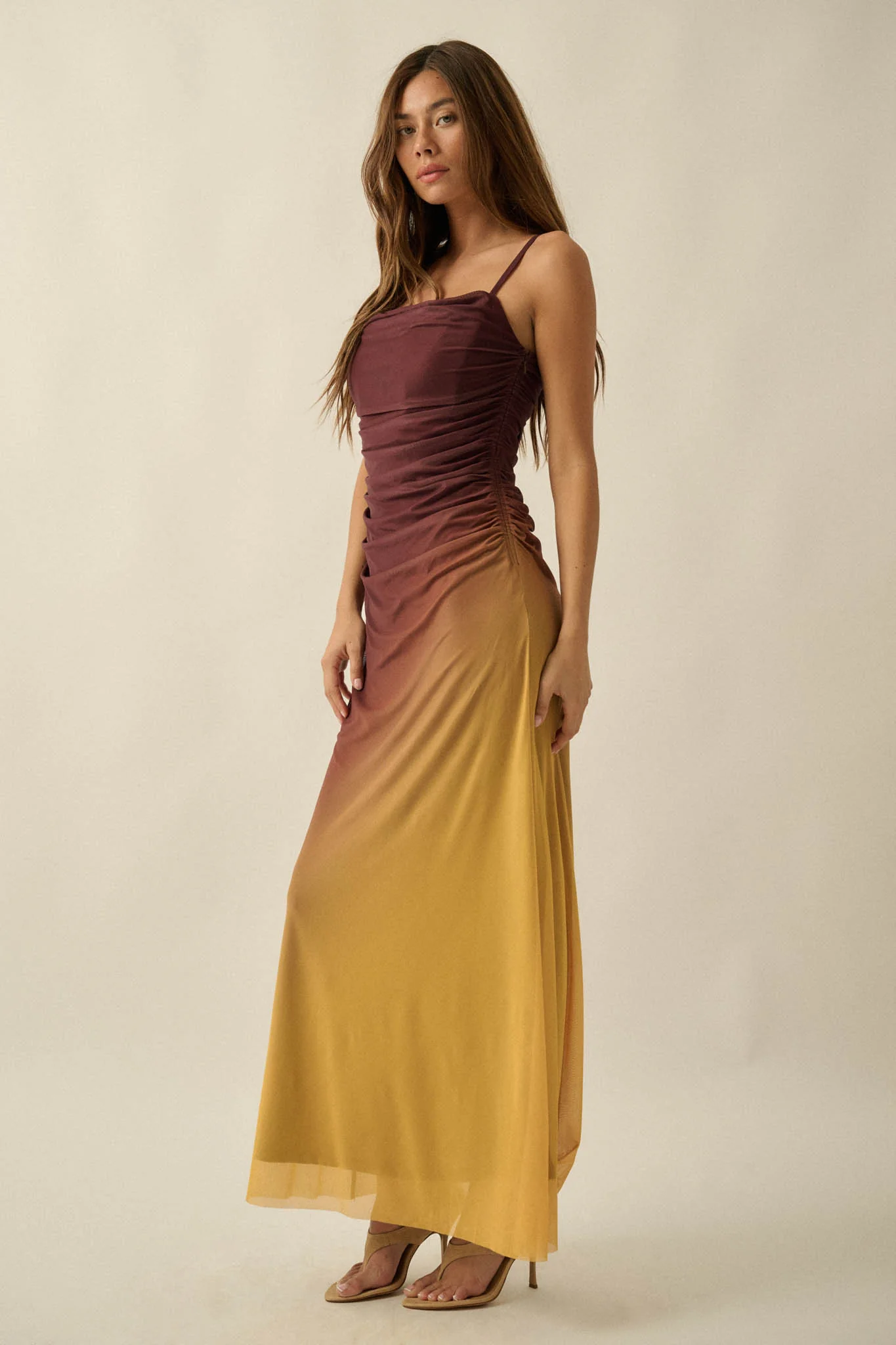 Shades of You Ombre Mesh Ruched Maxi Dress - Image 6