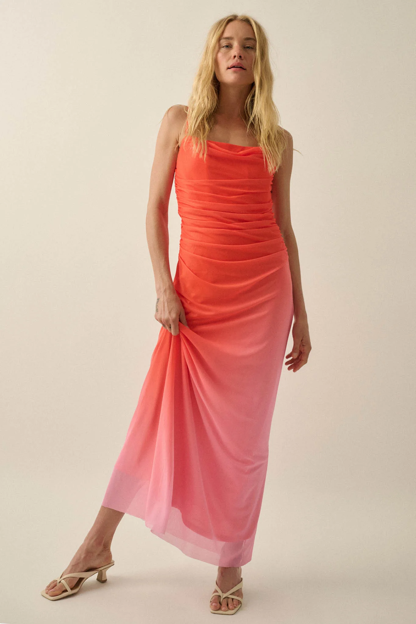 Shades of You Ombre Mesh Ruched Maxi Dress - Image 7