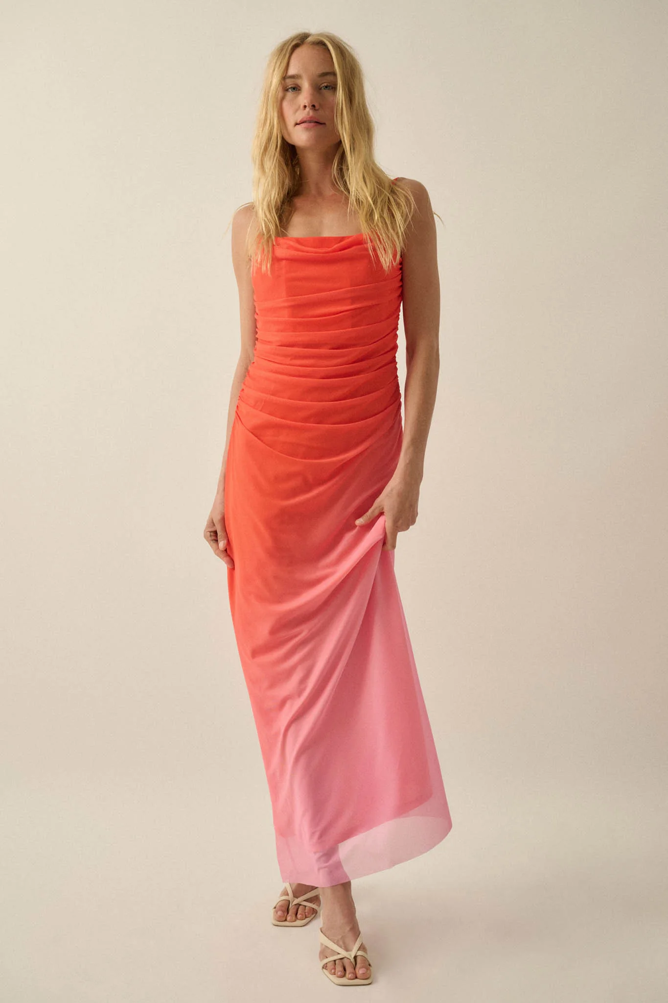 Shades of You Ombre Mesh Ruched Maxi Dress - Image 9