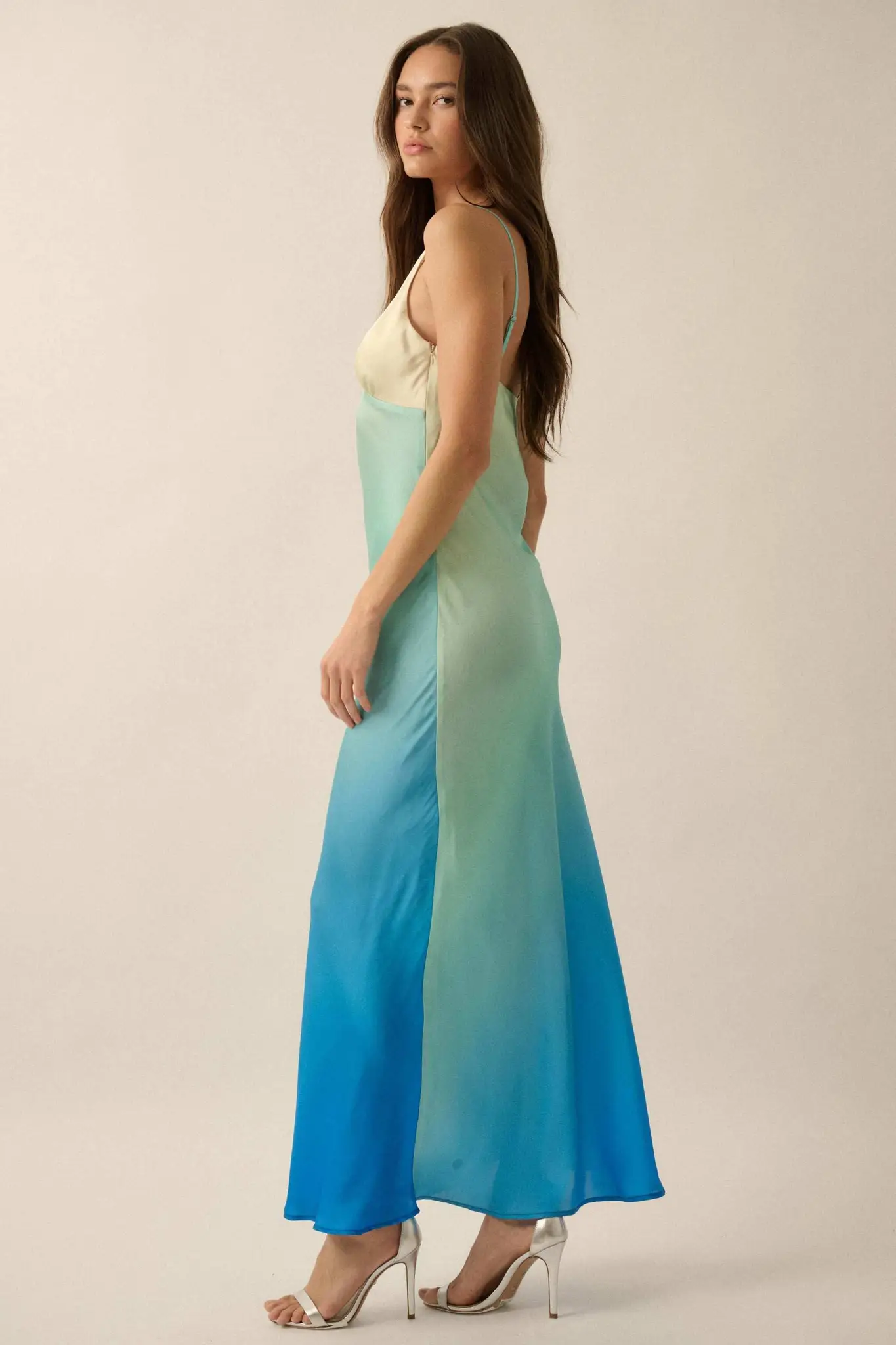 Shady Lady Ombre Satin Column Maxi Dress - Image 8