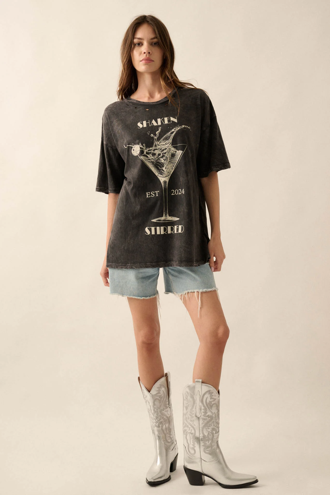 Shaken & Stirred Martini Distressed Graphic Tee - Image 3
