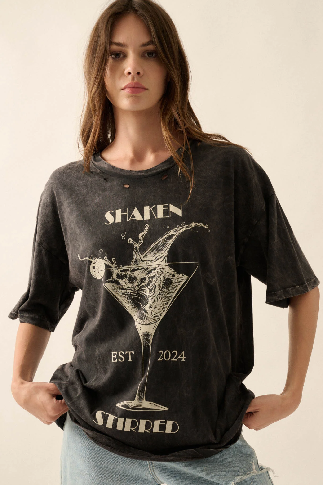 Shaken & Stirred Martini Distressed Graphic Tee - Image 4