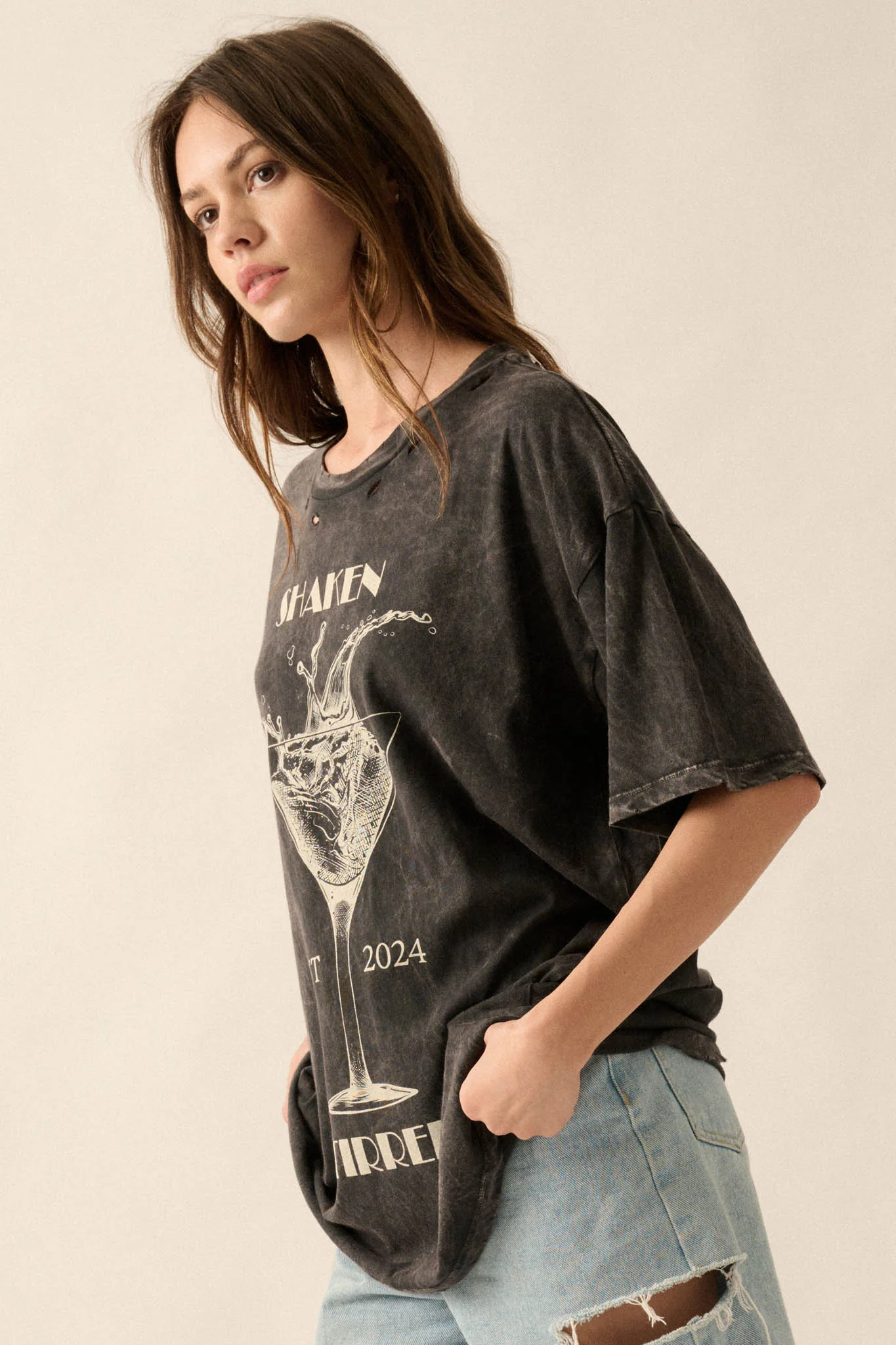 Shaken & Stirred Martini Distressed Graphic Tee - Image 5