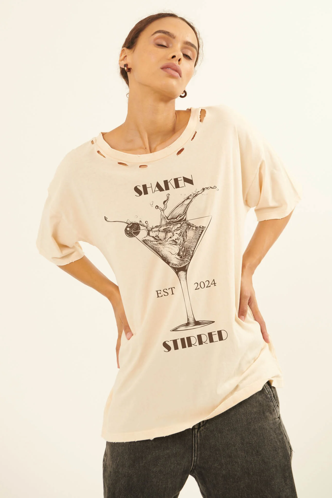 Shaken & Stirred Martini Distressed Graphic Tee - Image 7