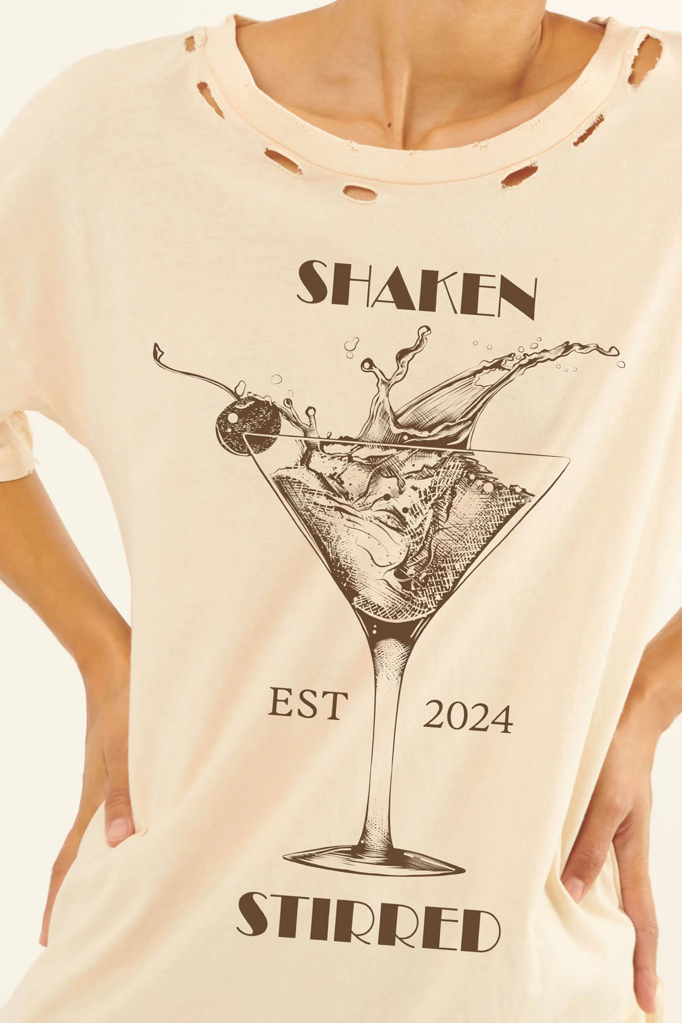 Shaken & Stirred Martini Distressed Graphic Tee - Image 8